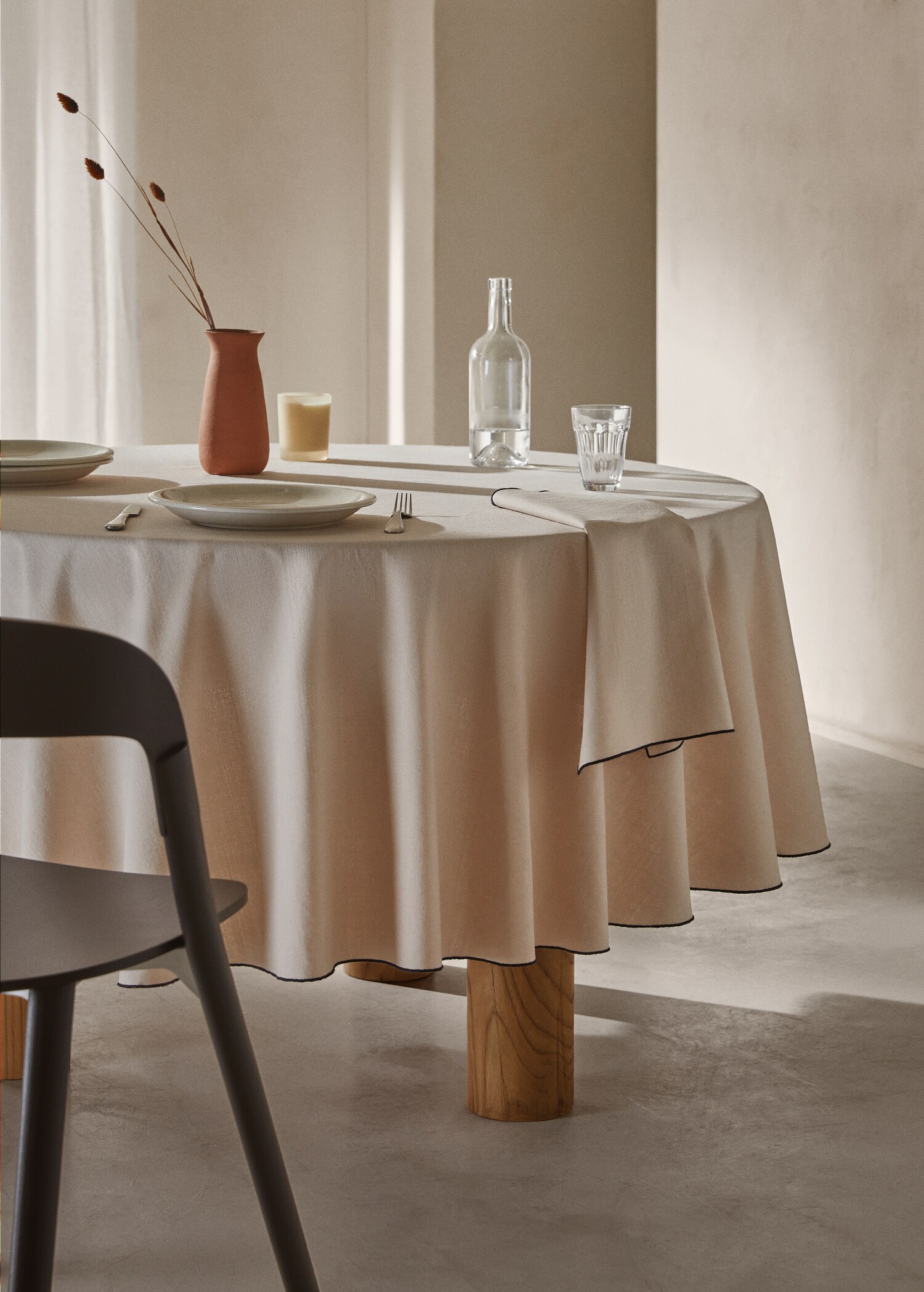 100% organic cotton round tablecloth - General plane