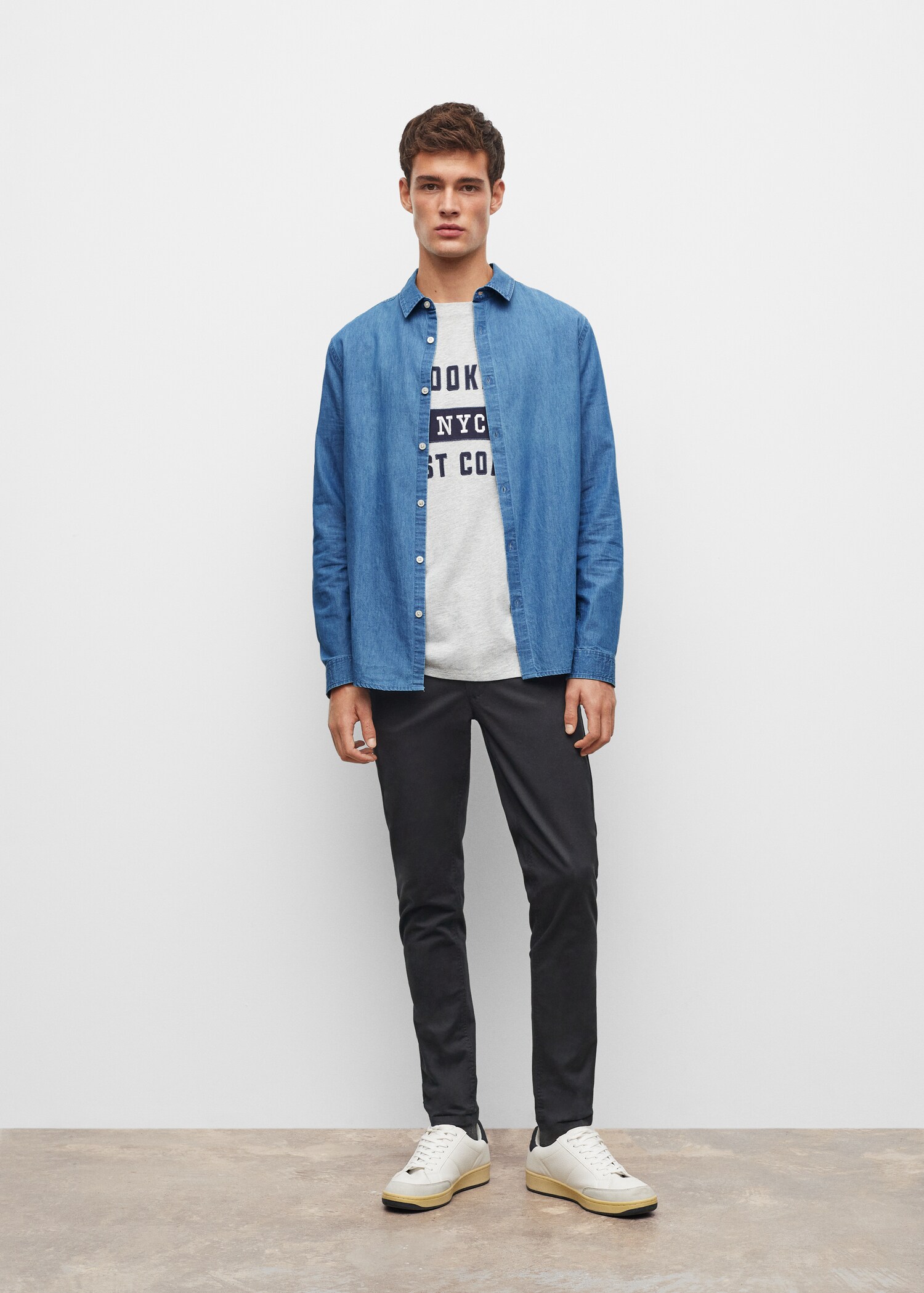 Katoenen denim overhemd - Overzichtstekening