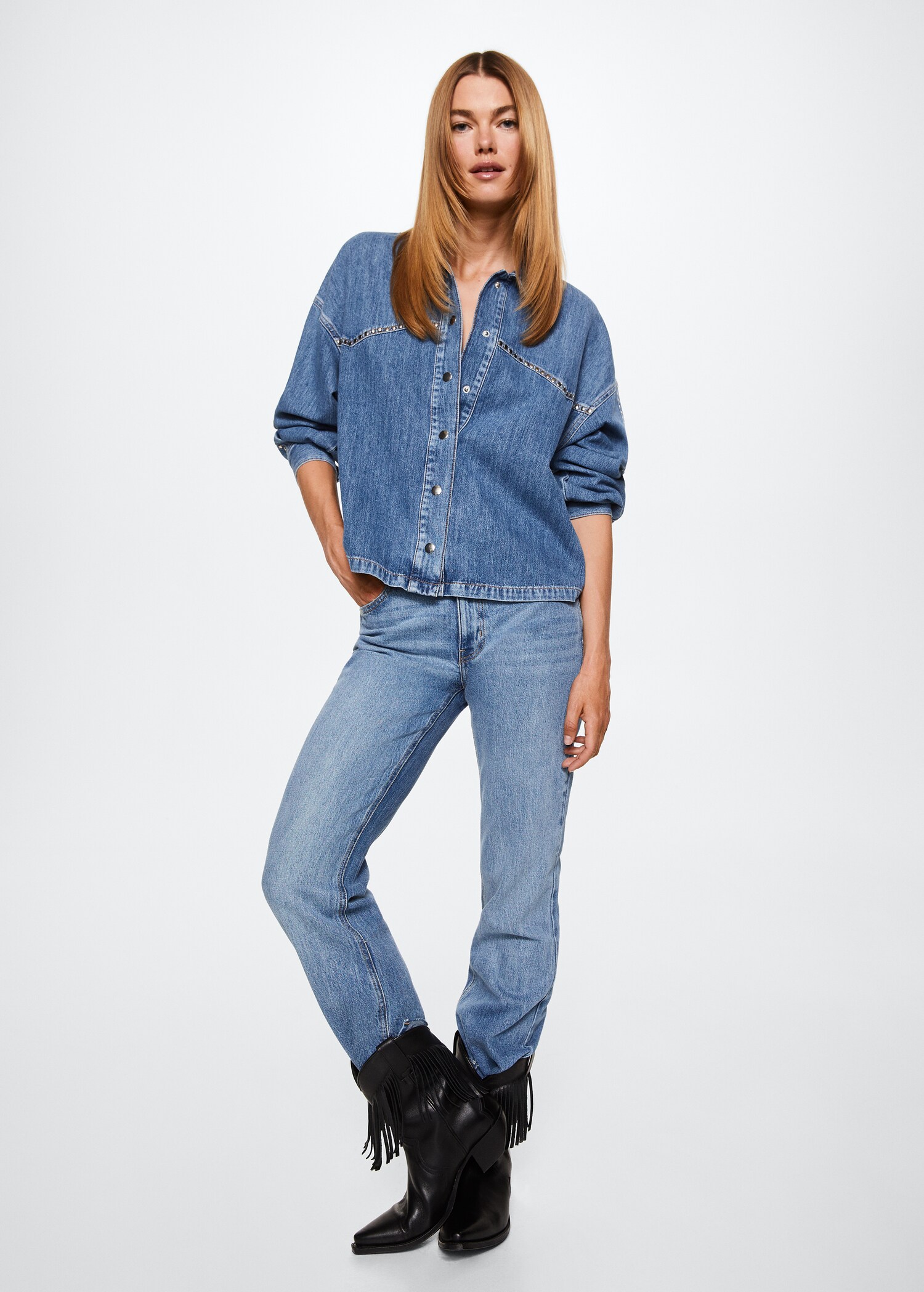 Denim shirt with studs - General plane