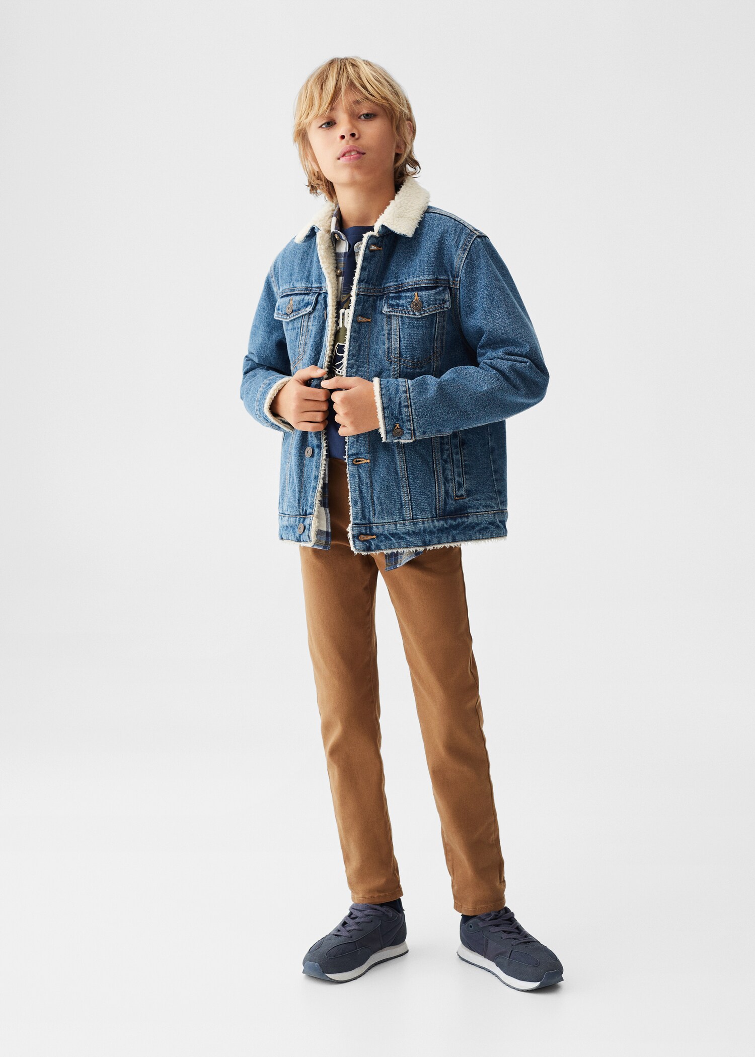 Faux shearling-lined denim jacket - General plane