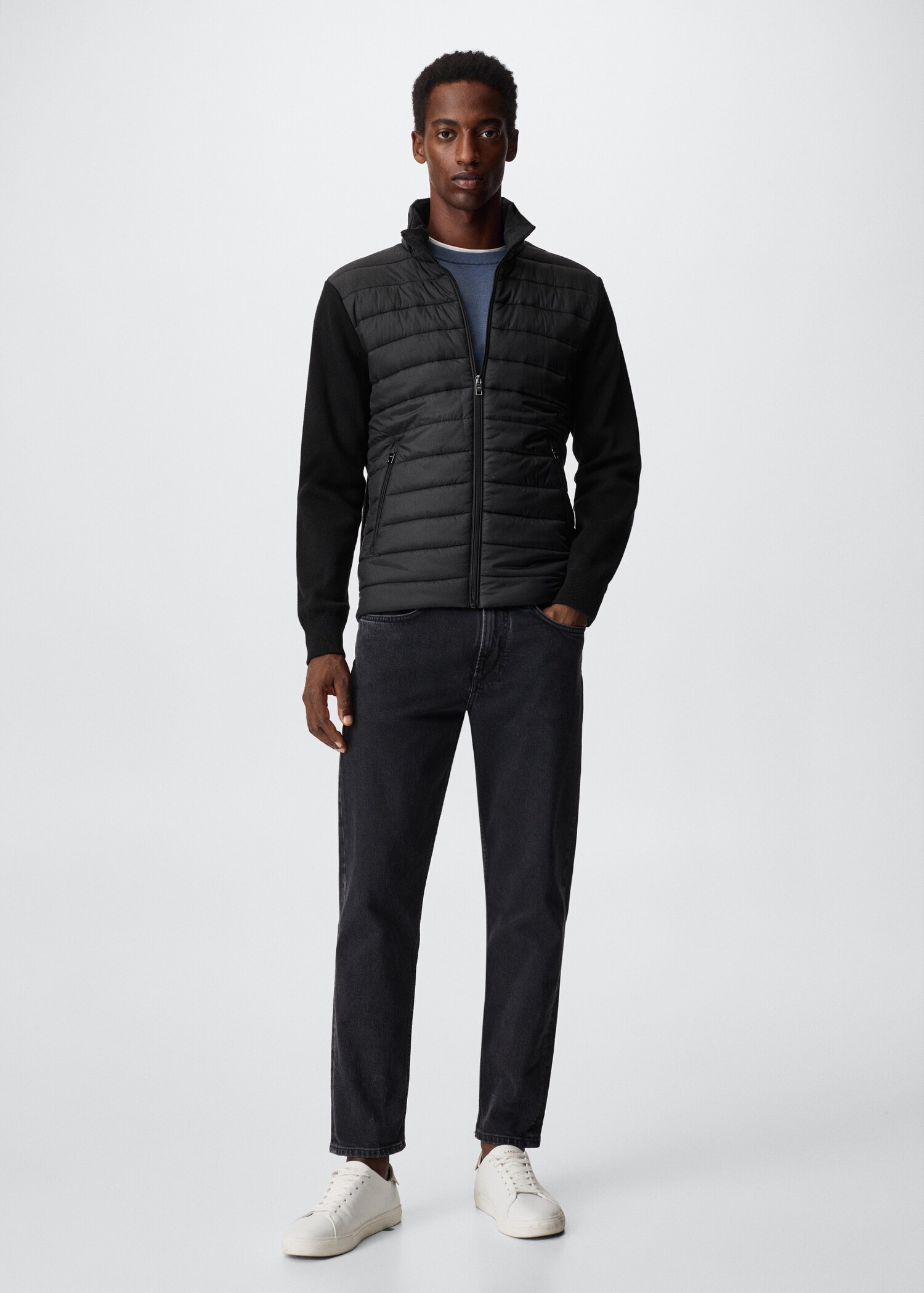 Padded jacket with knit sleeves - General plane