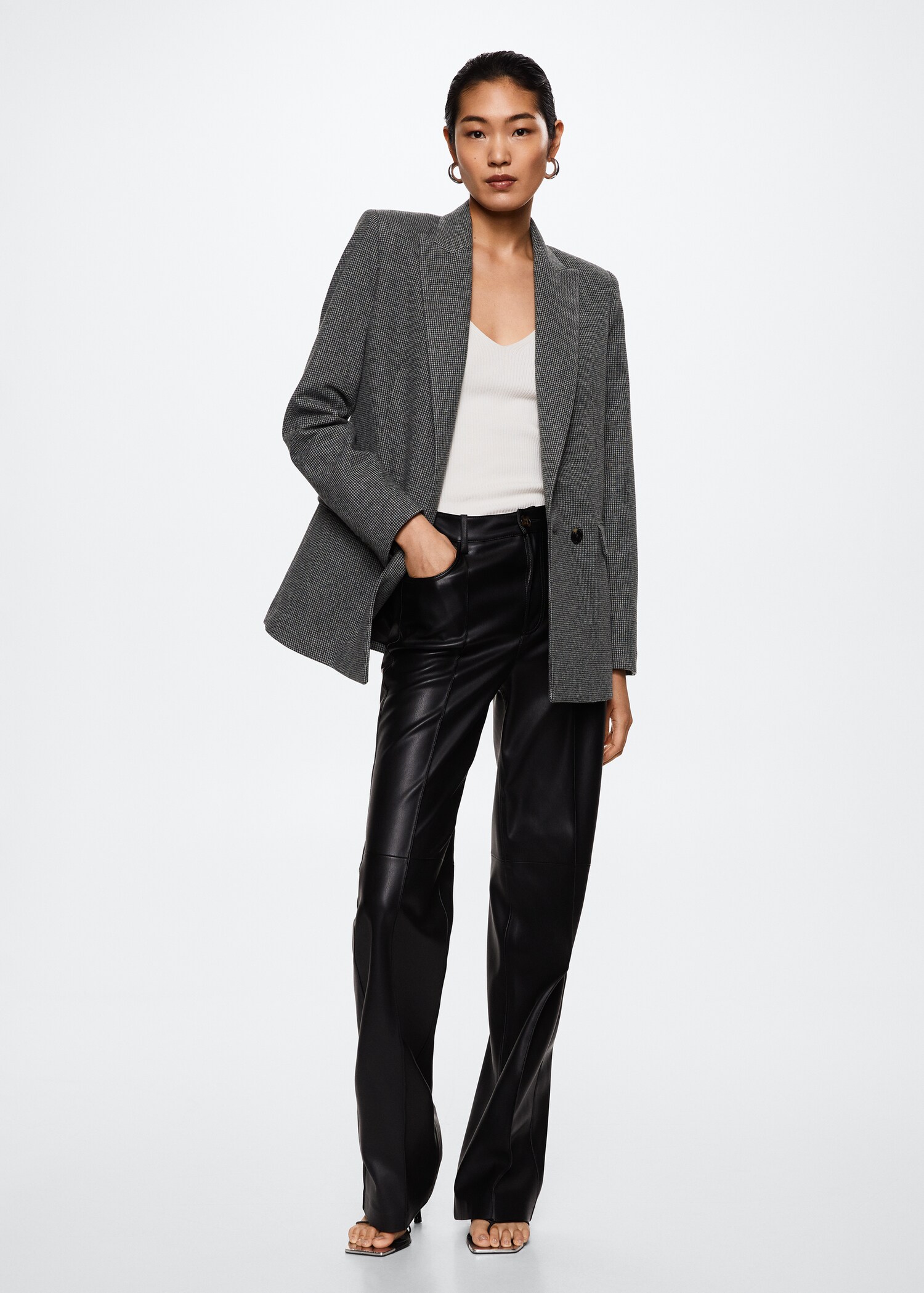 Houndstooth wool-blend blazer - General plane