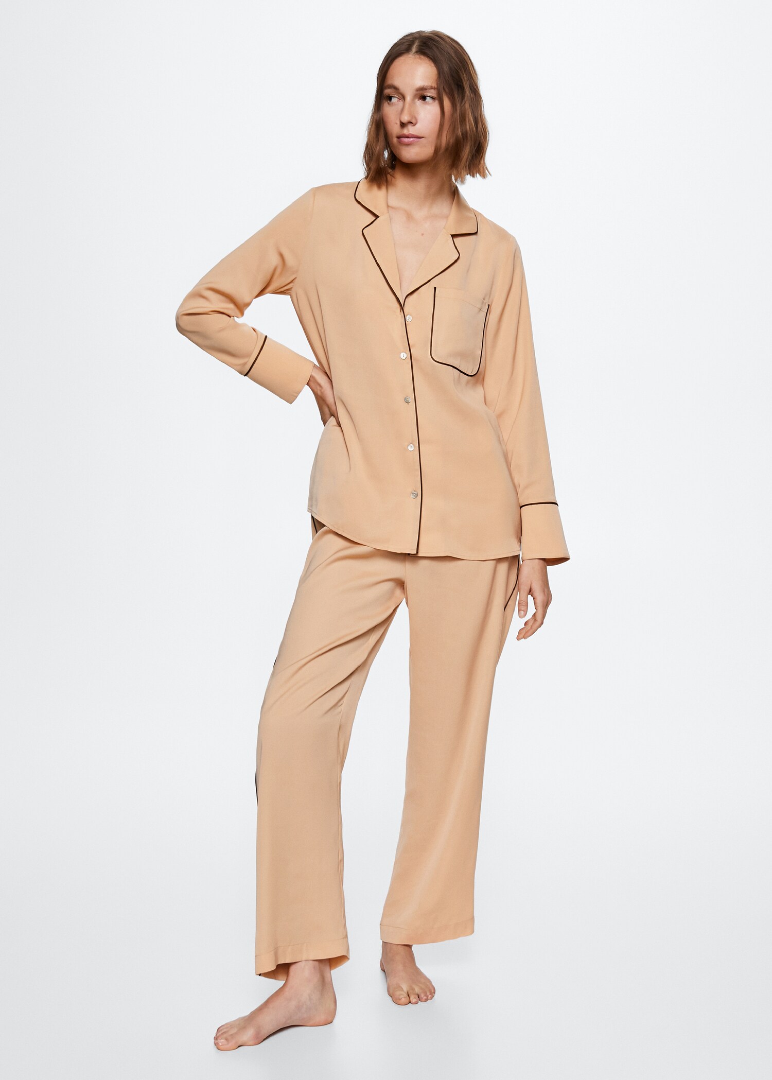 Pantalón pijama ribete contraste - Plano general