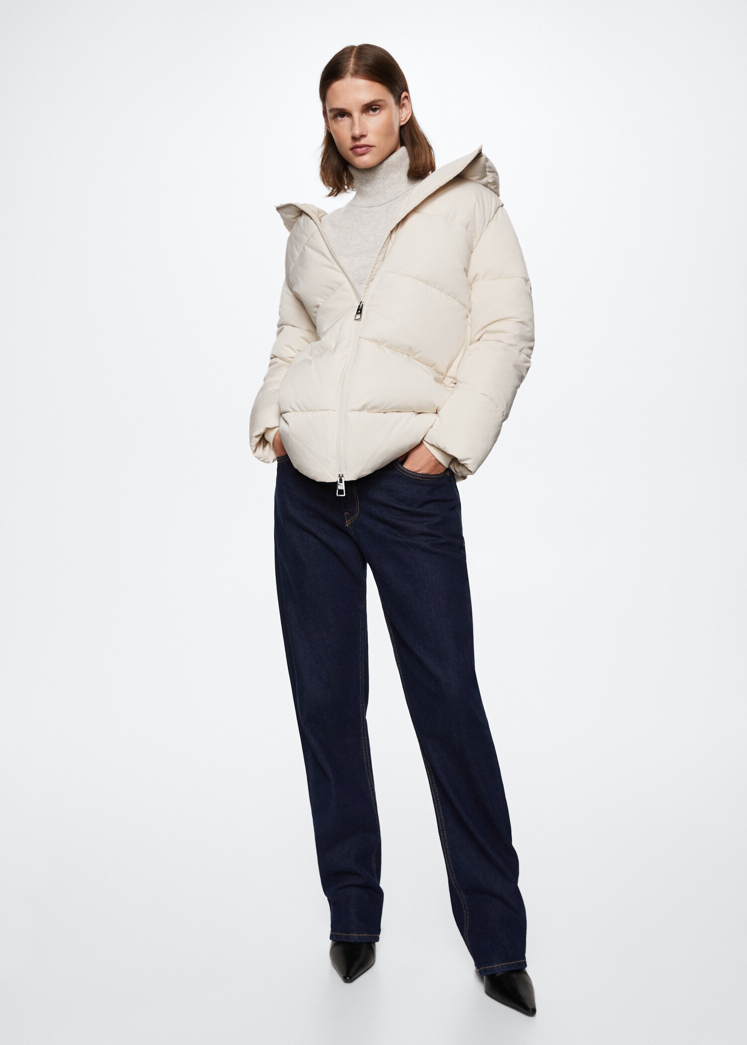 Hood quilted coat - General plane