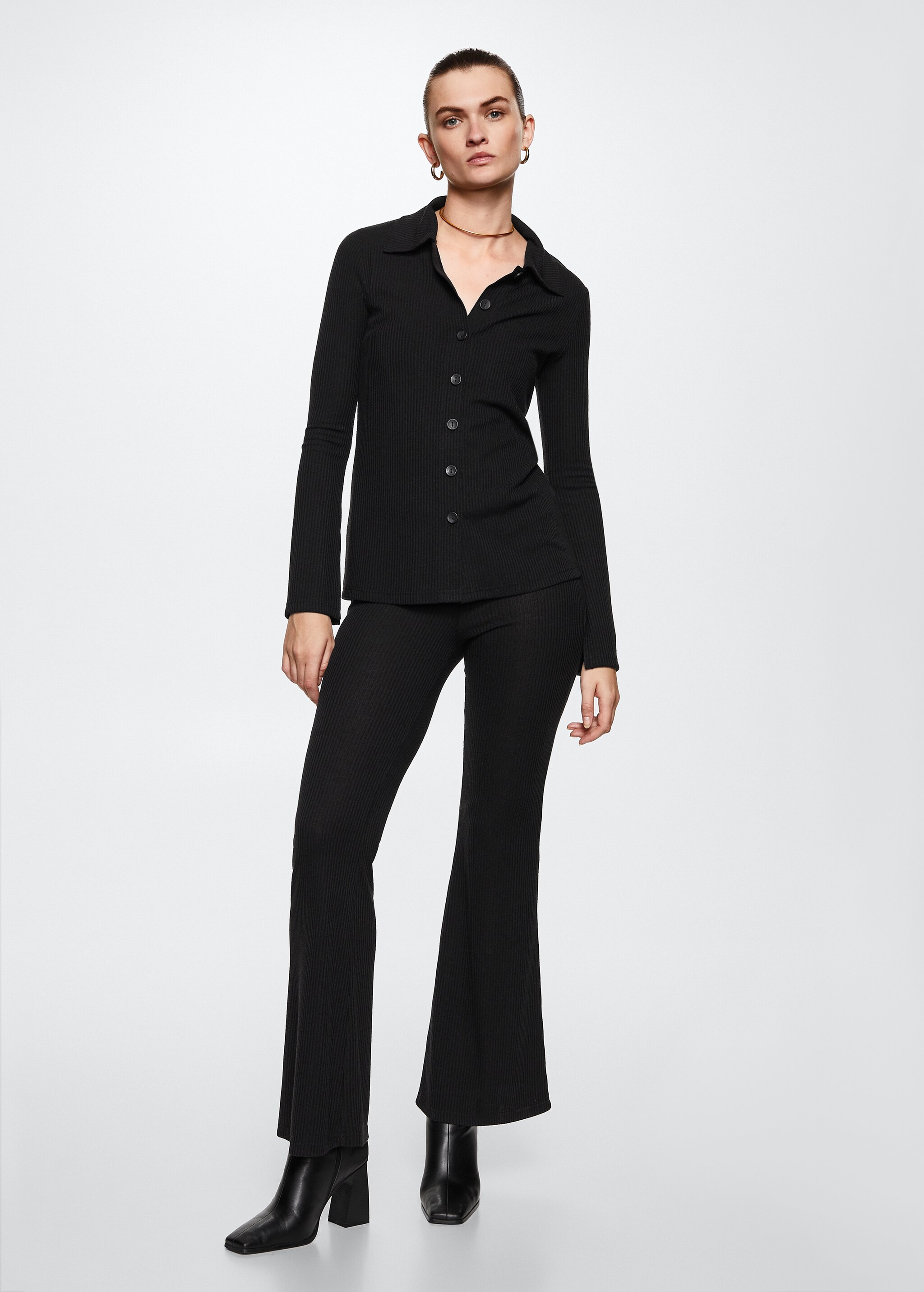 Ribbed flare trousers - General plane