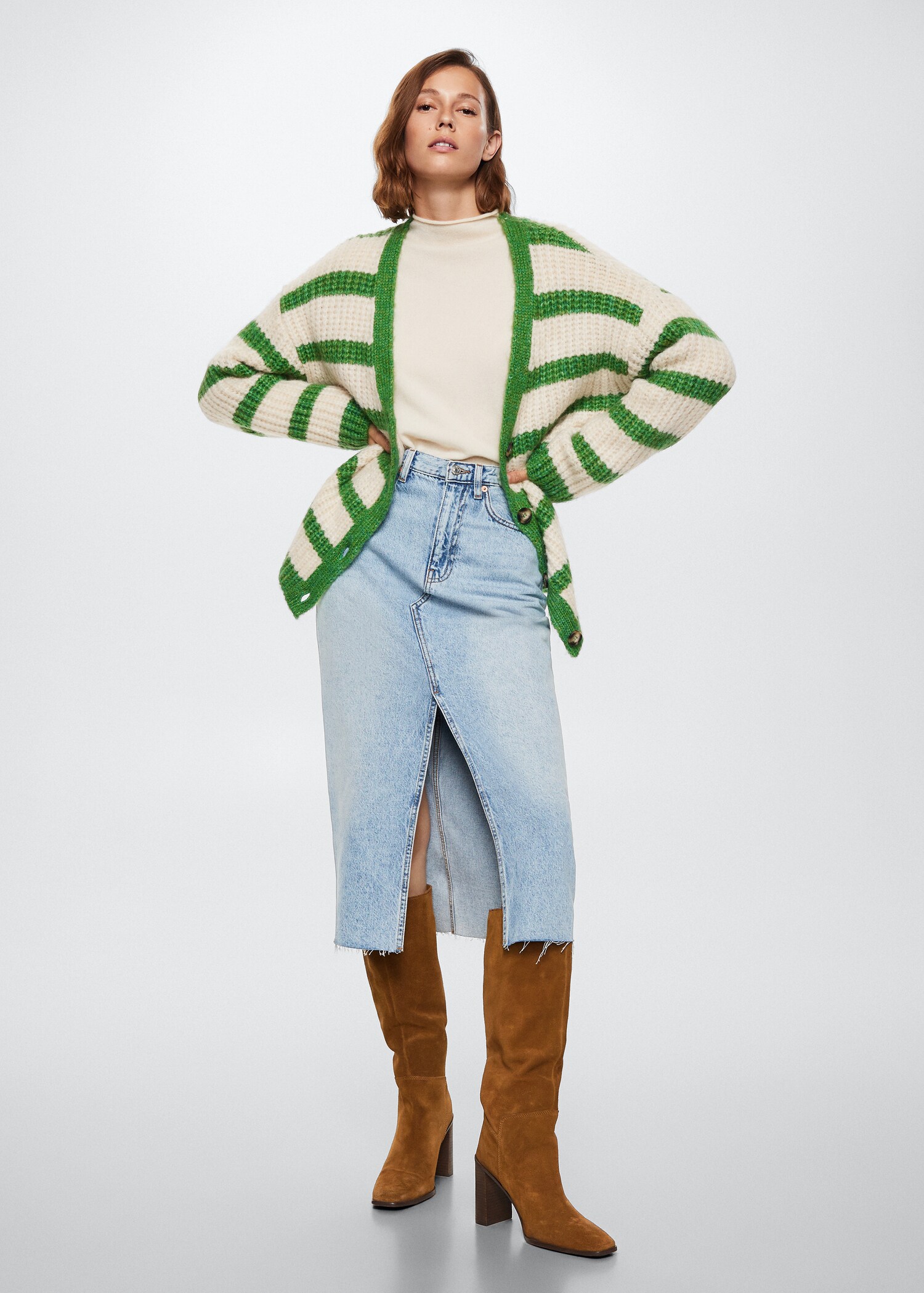 Striped cardigan with buttons - General plane