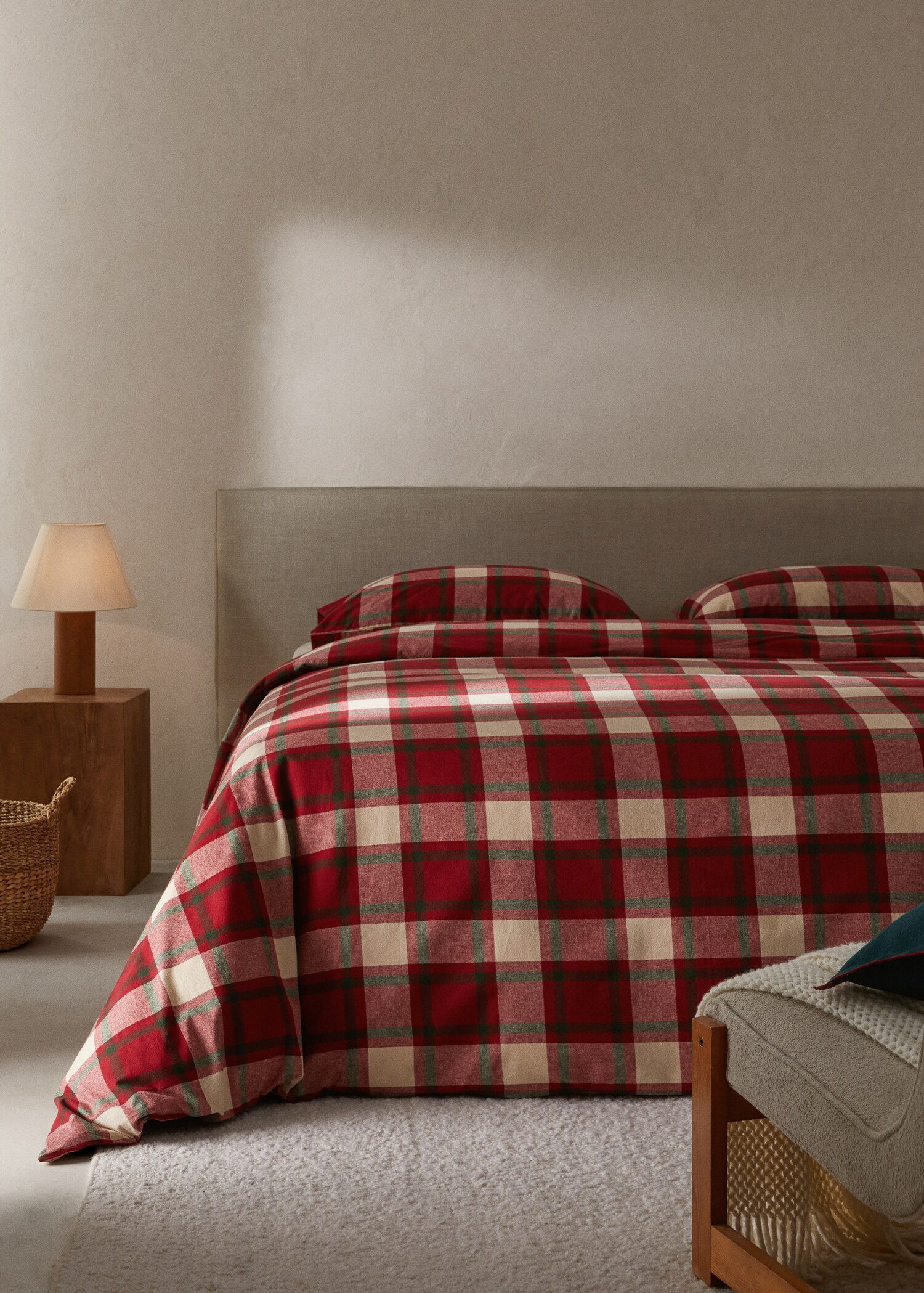 Check flannel duvet cover 150cm - General plane