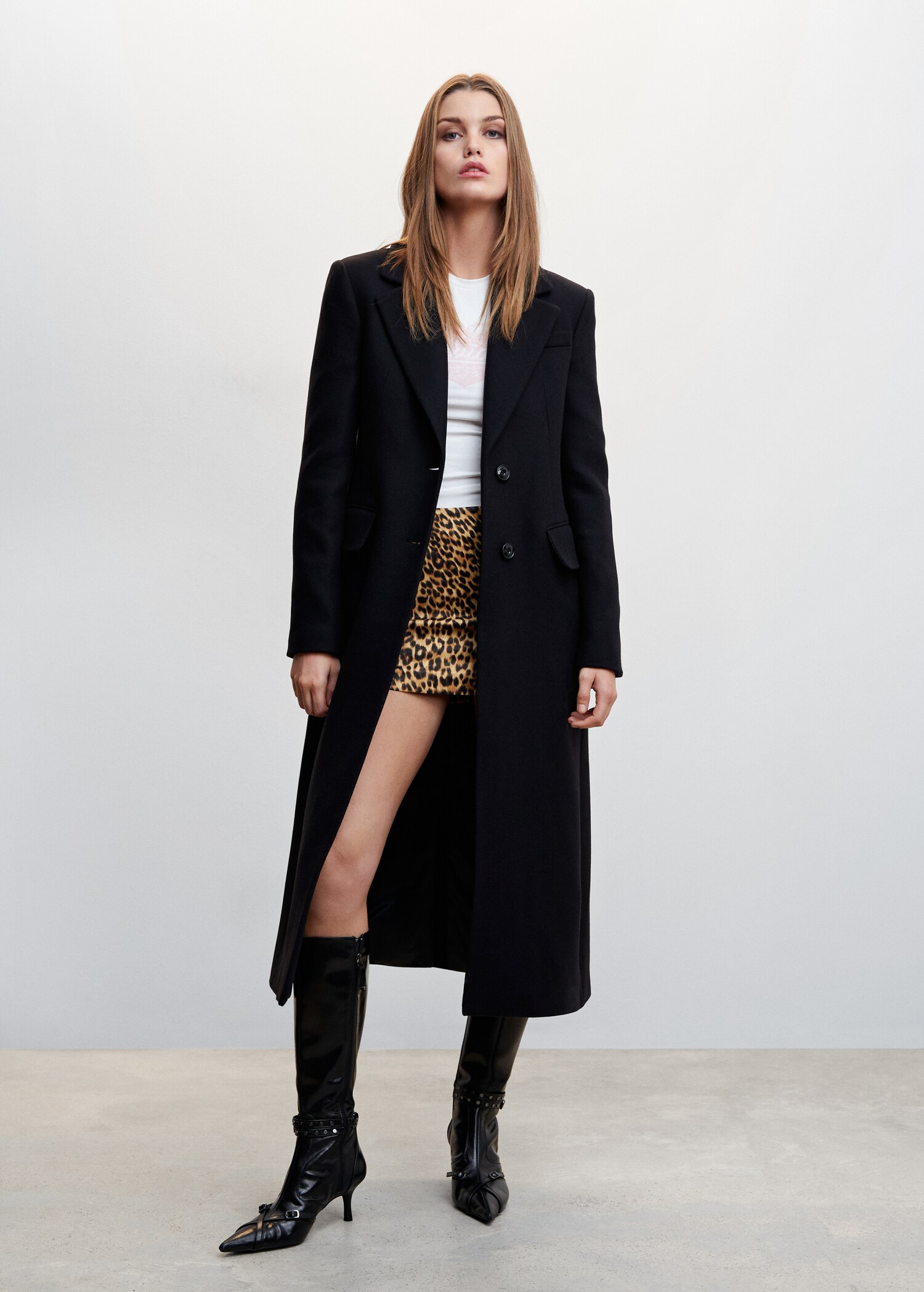 Animal-print satin skirt - General plane