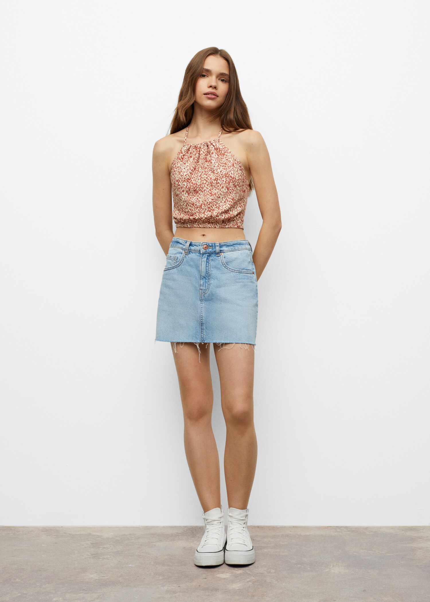 Printed crop blouse - General plane