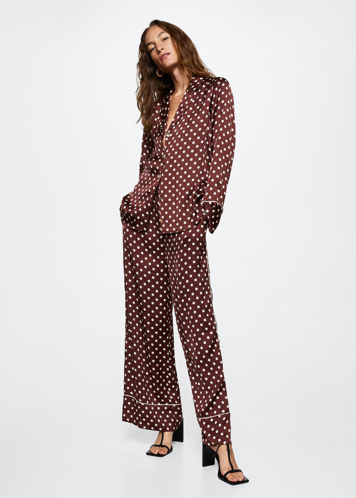 Polka-dot satin pants - General plane