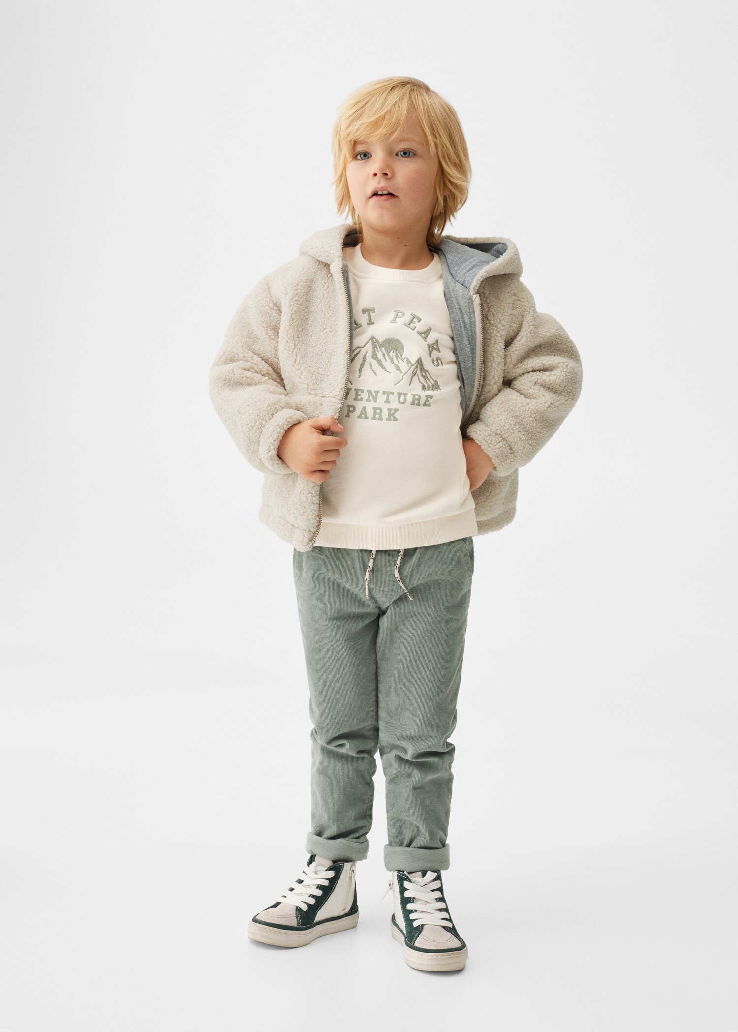 Shearling-effect hooded coat - General plane