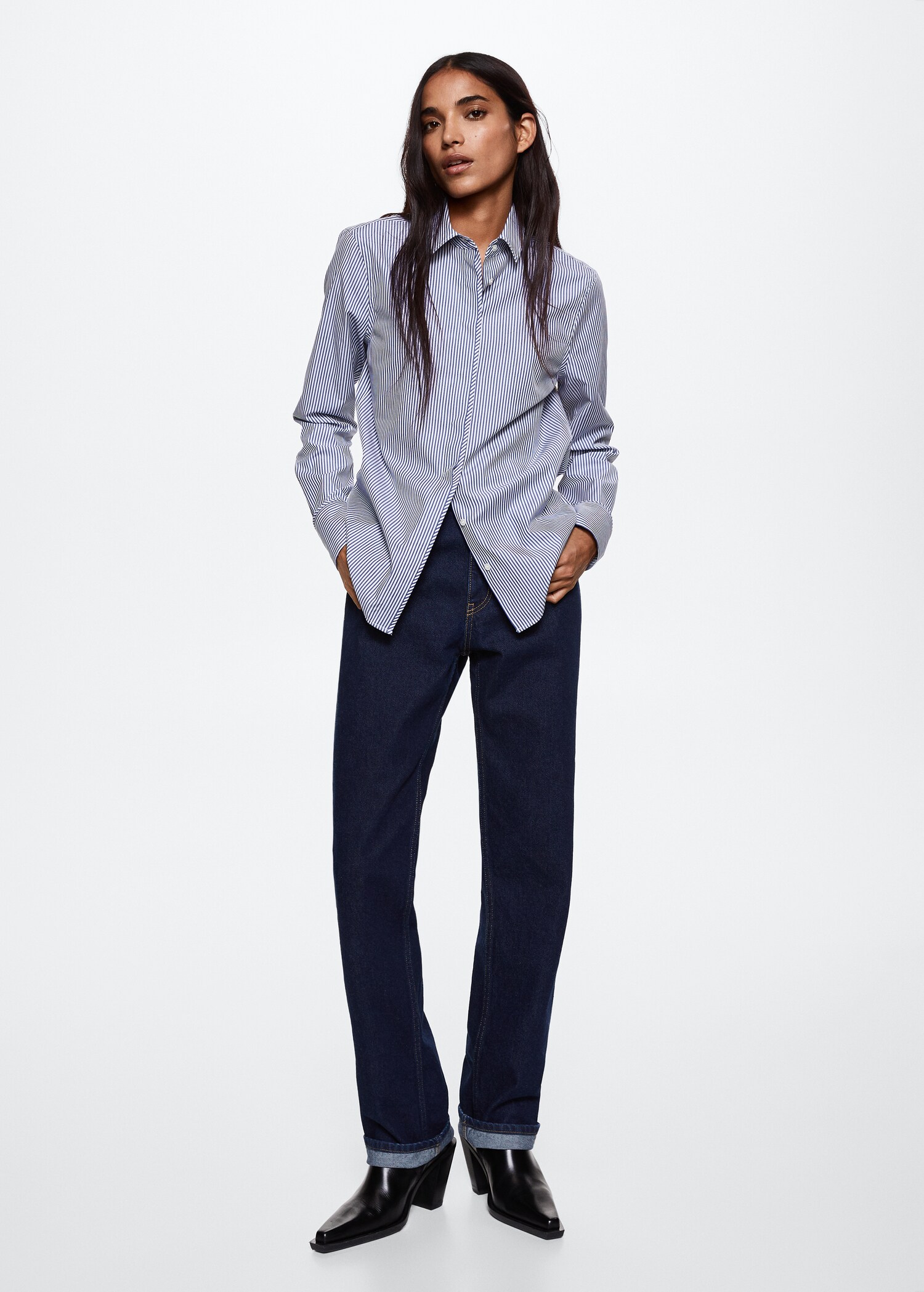 Slim-fit striped poplin shirt  - General plane