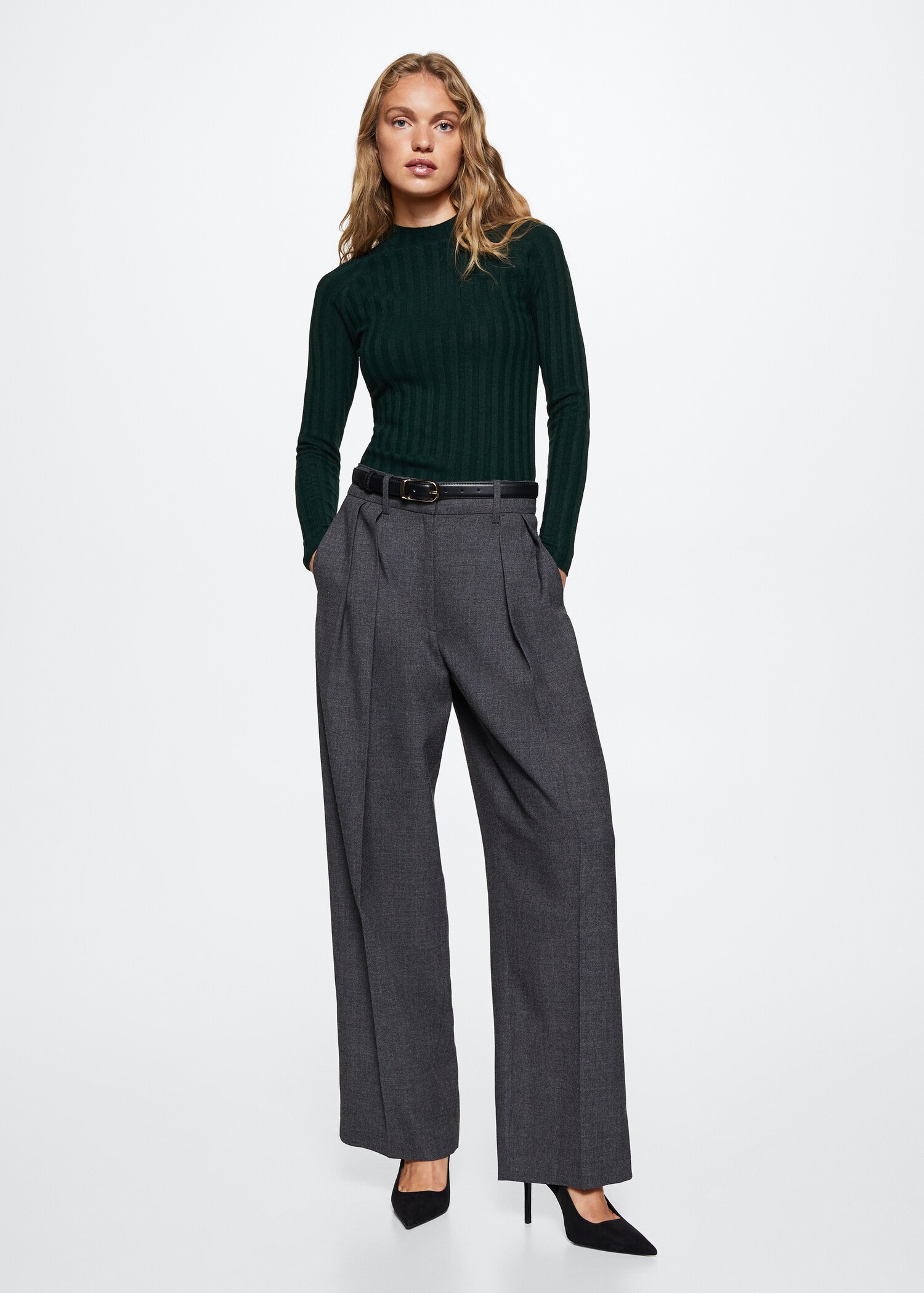High collar ribbed knit  sweater - General plane