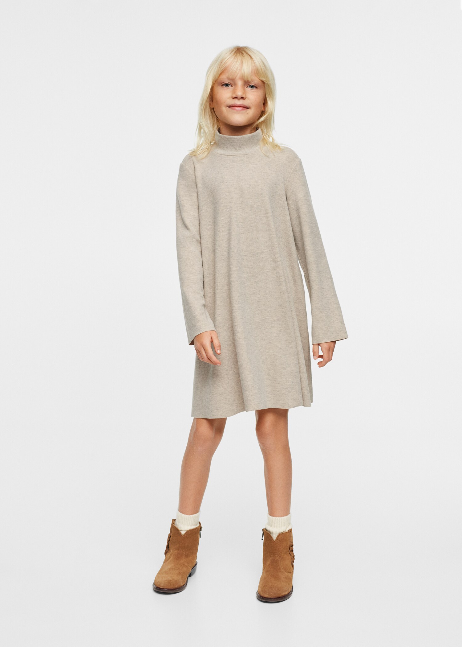 Knitted Perkins neck dress - General plane