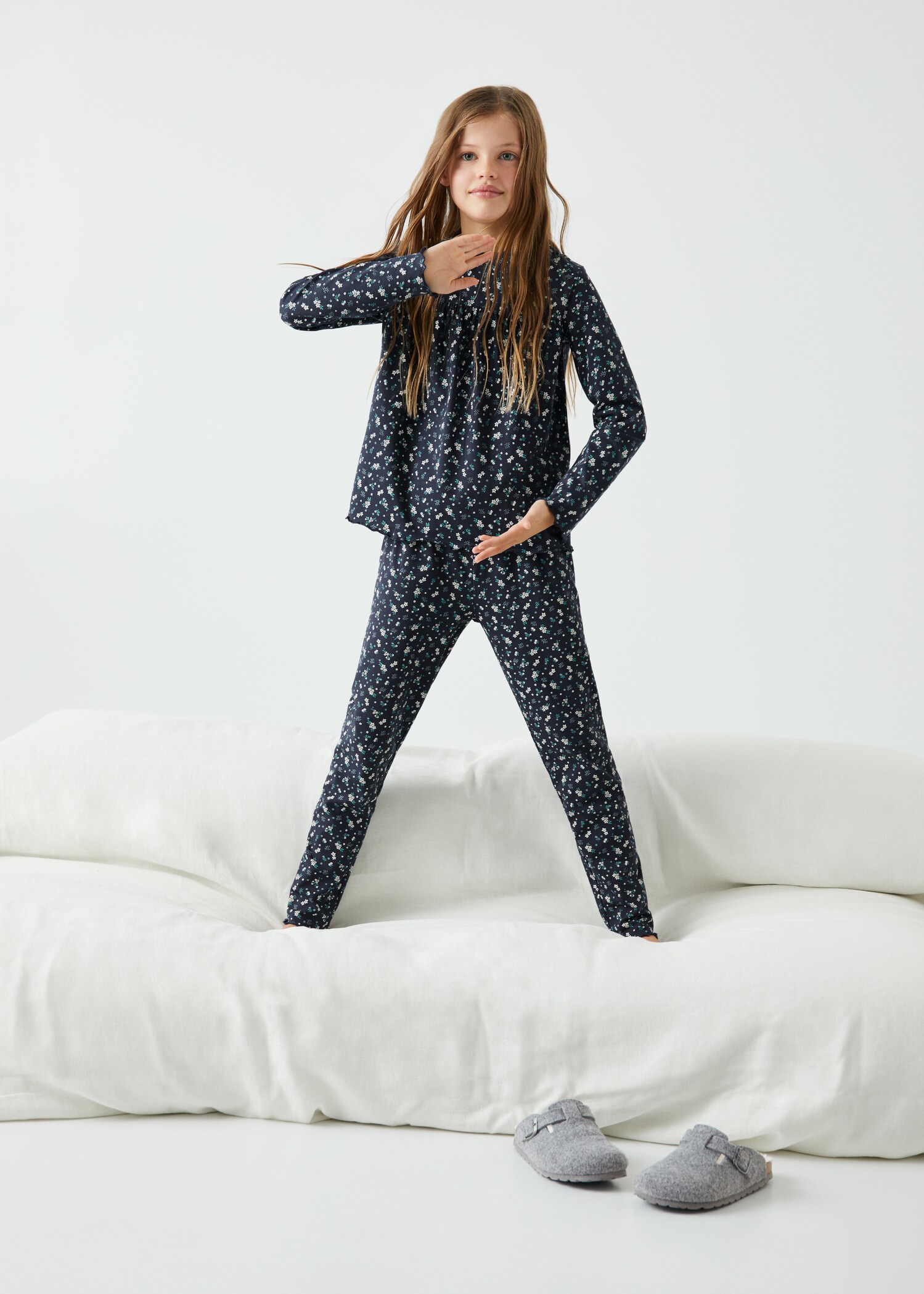 Baumwoll-Pyjama mit Blumenmuster - Allgemeine Ansicht