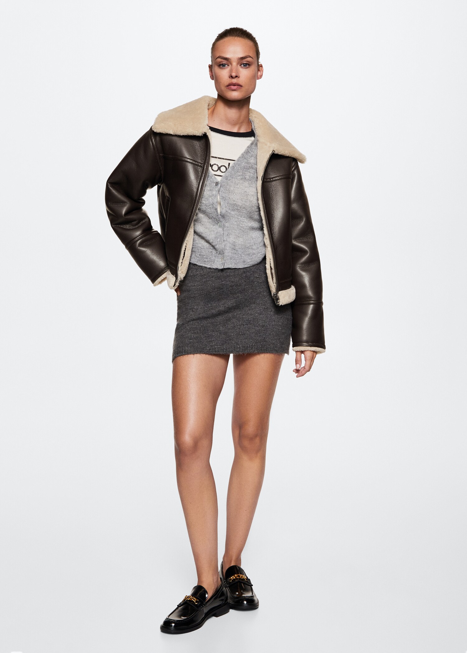 Faux shearling-lined jacket - General plane