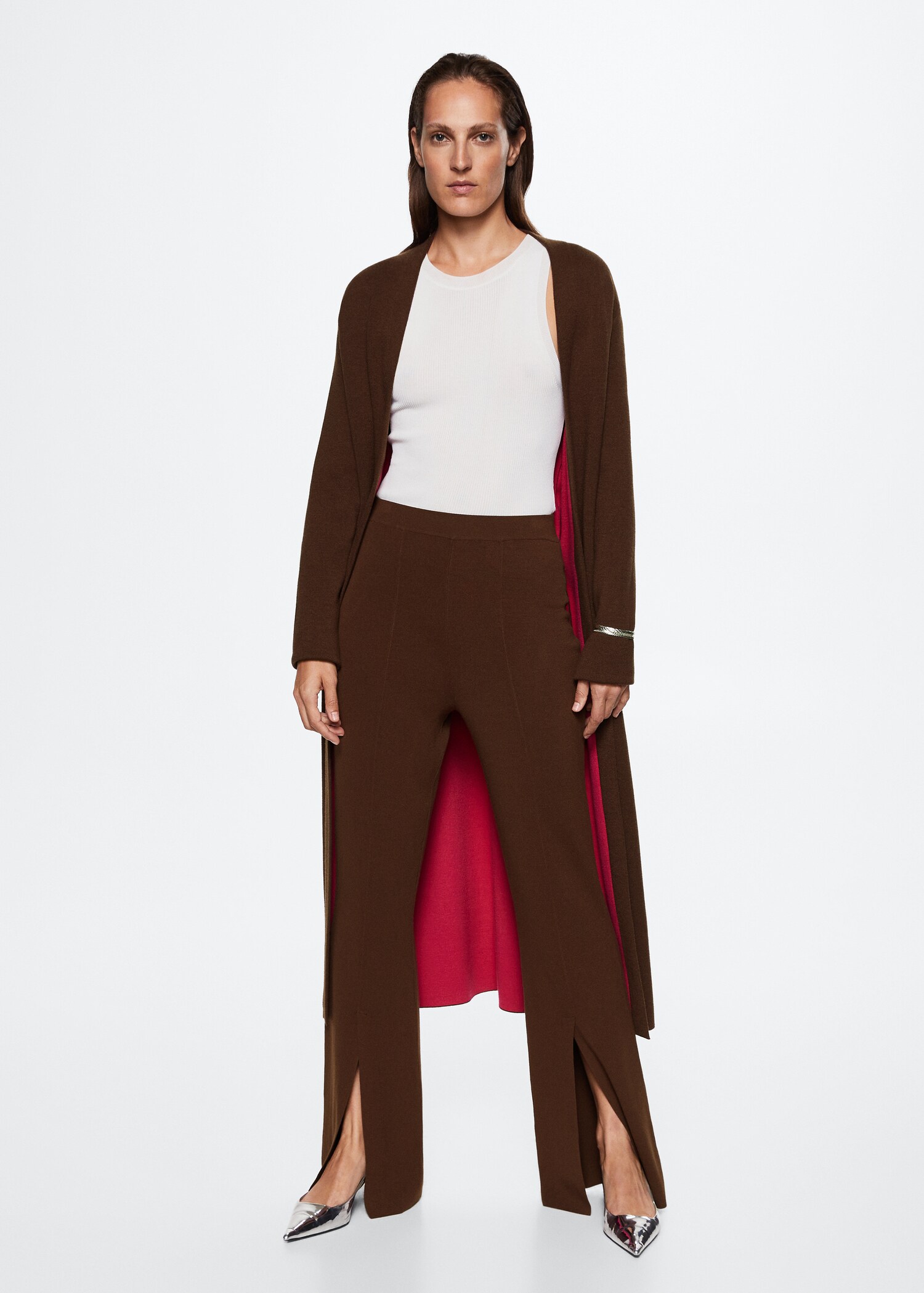 Knitted flared trousers with slits - General plane