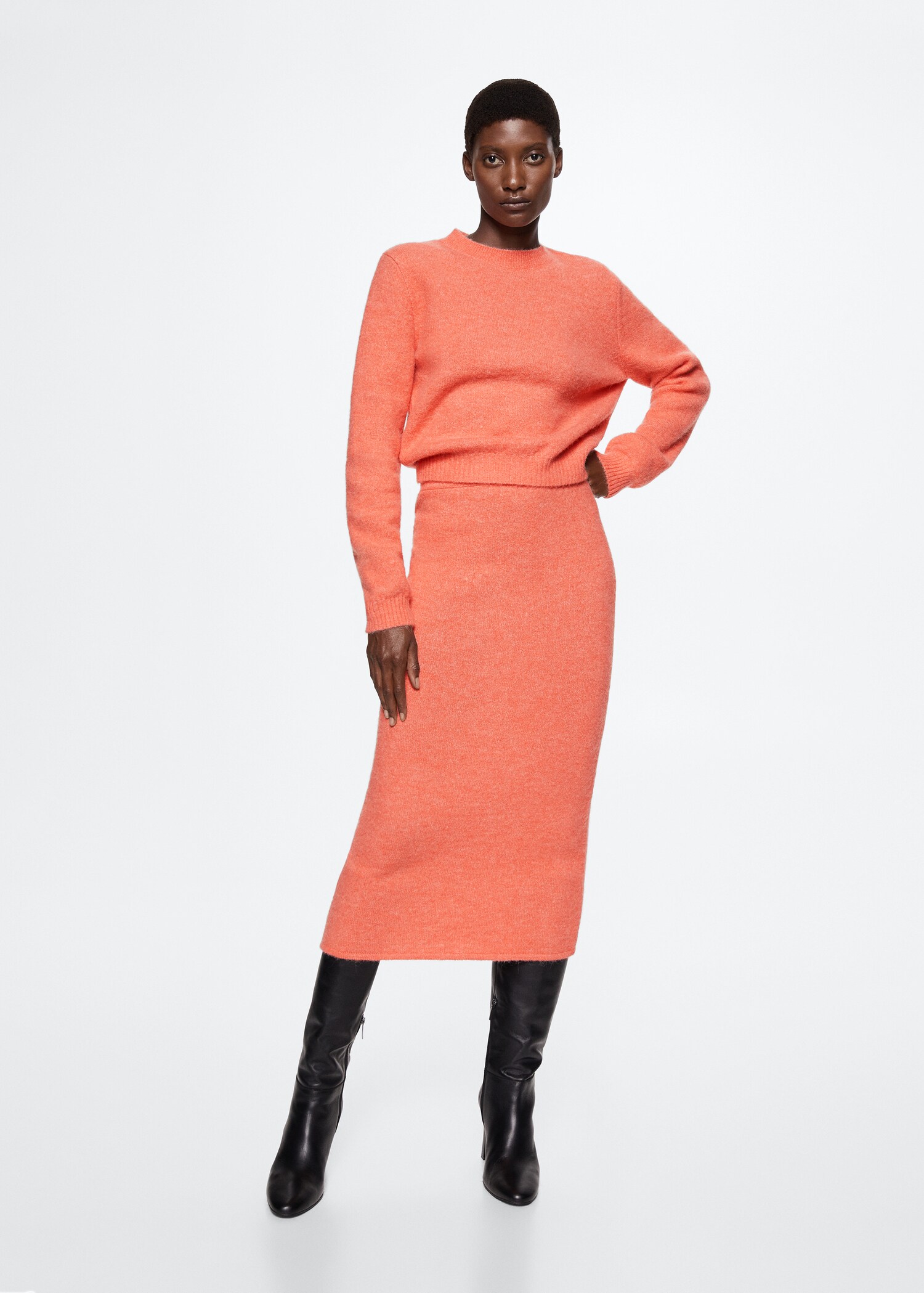Cotton-linen round-neck knitted sweater - General plane