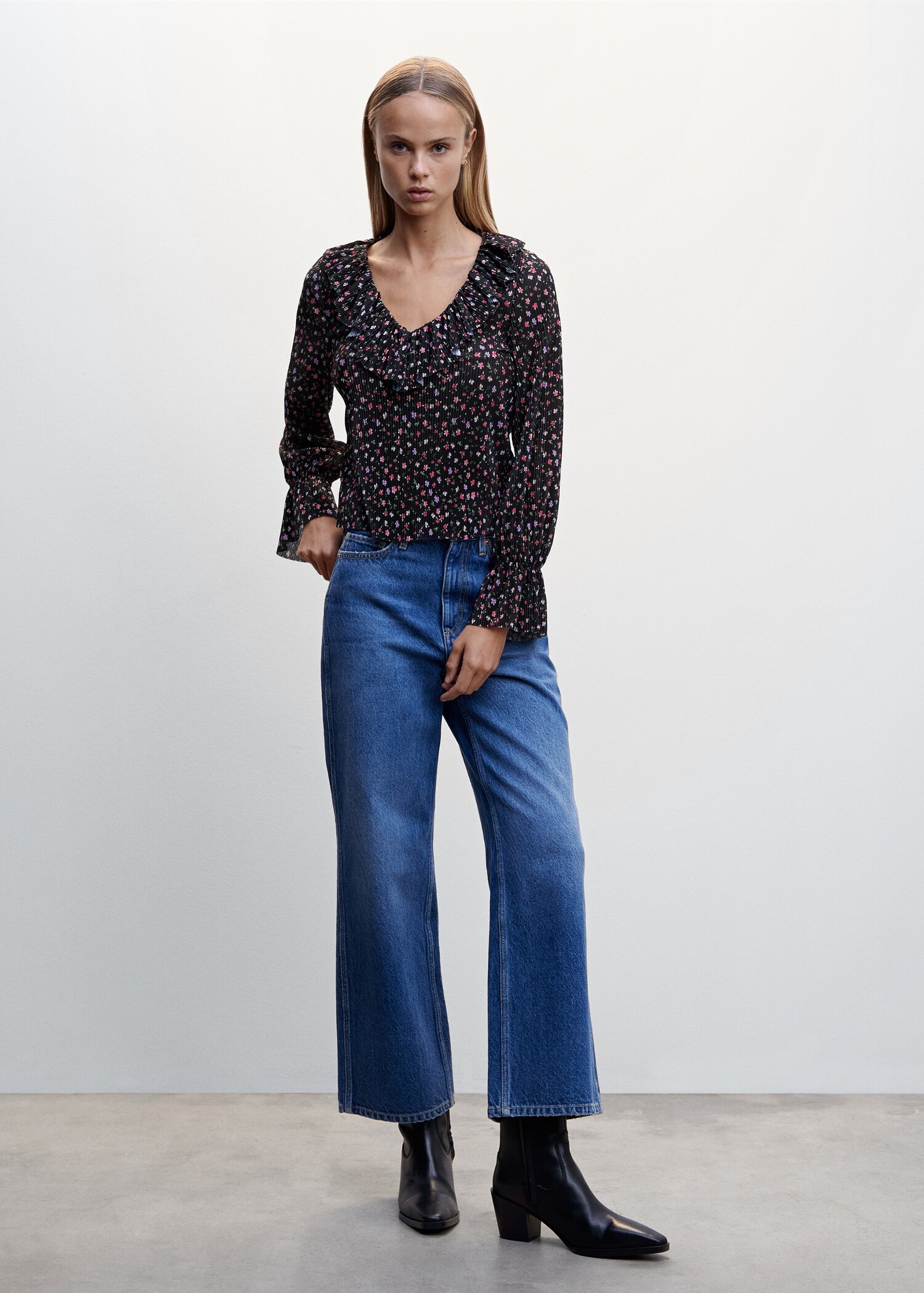Blusa plisada estampada - Plano general
