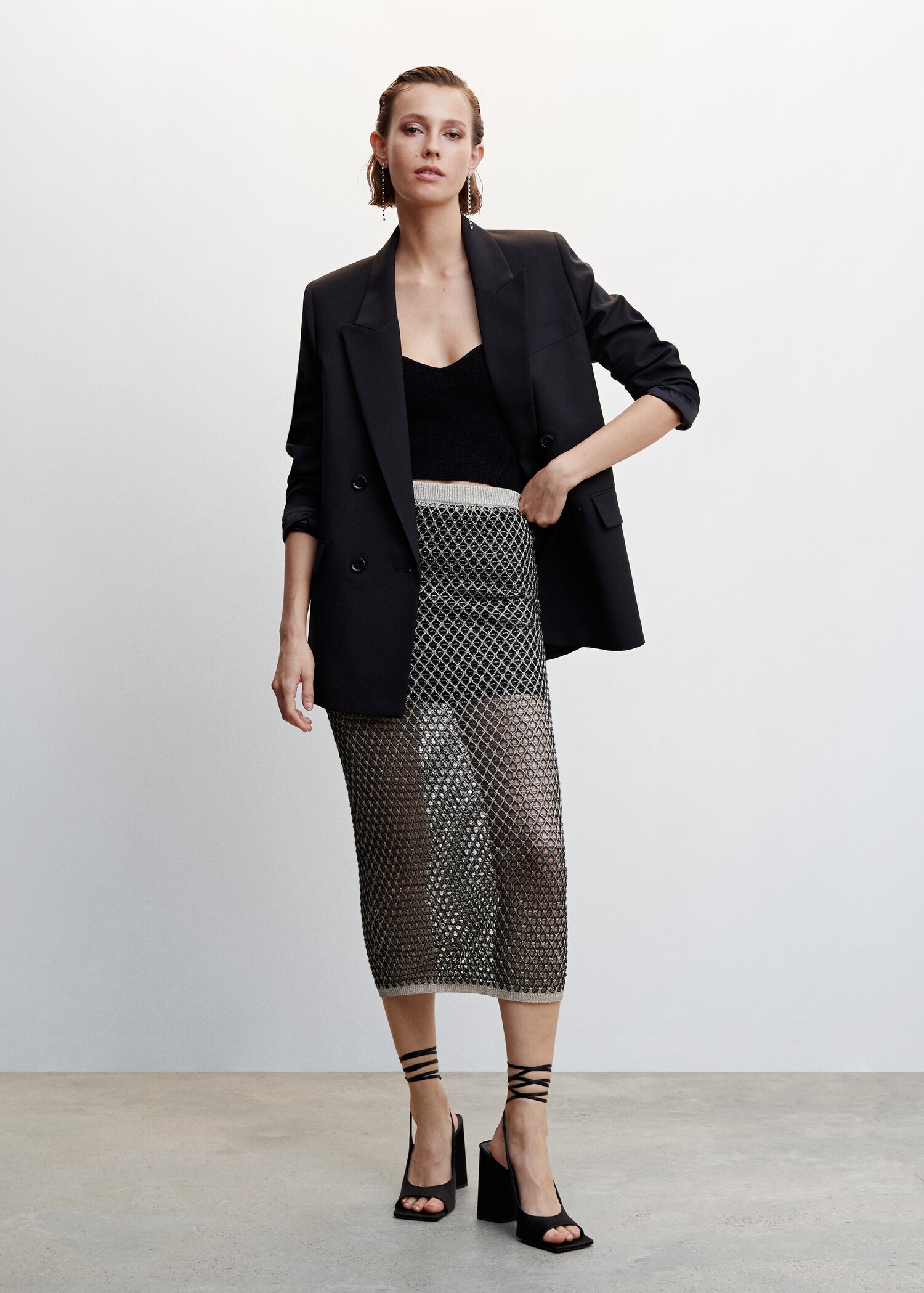 Openwork knitted lurex skirt - General plane