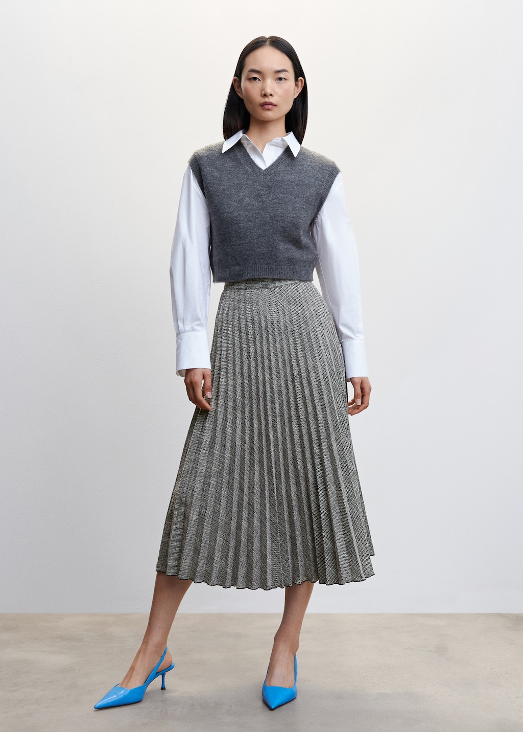 Pleated midi skirt gray best sale