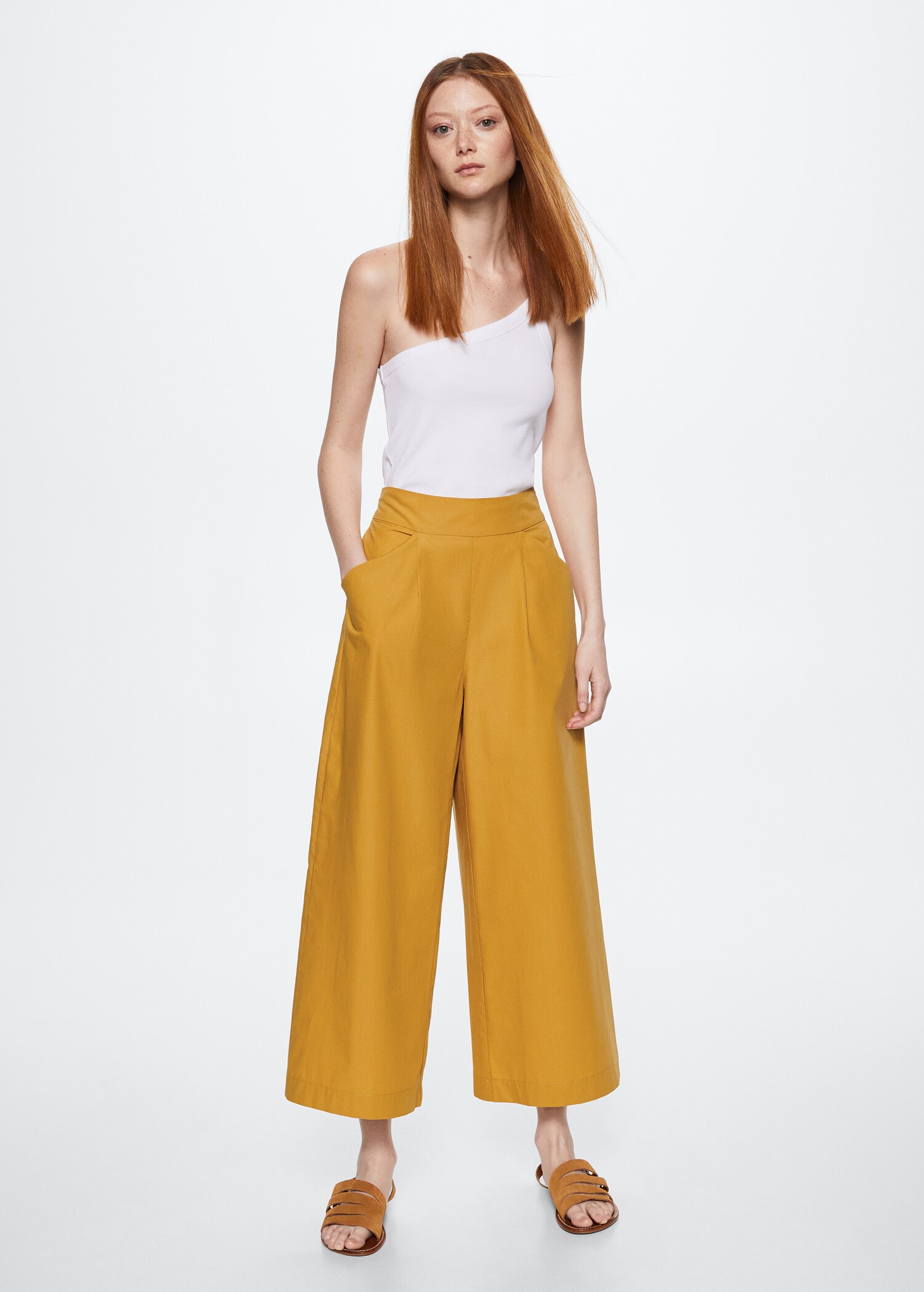100% cotton culotte trousers  - General plane