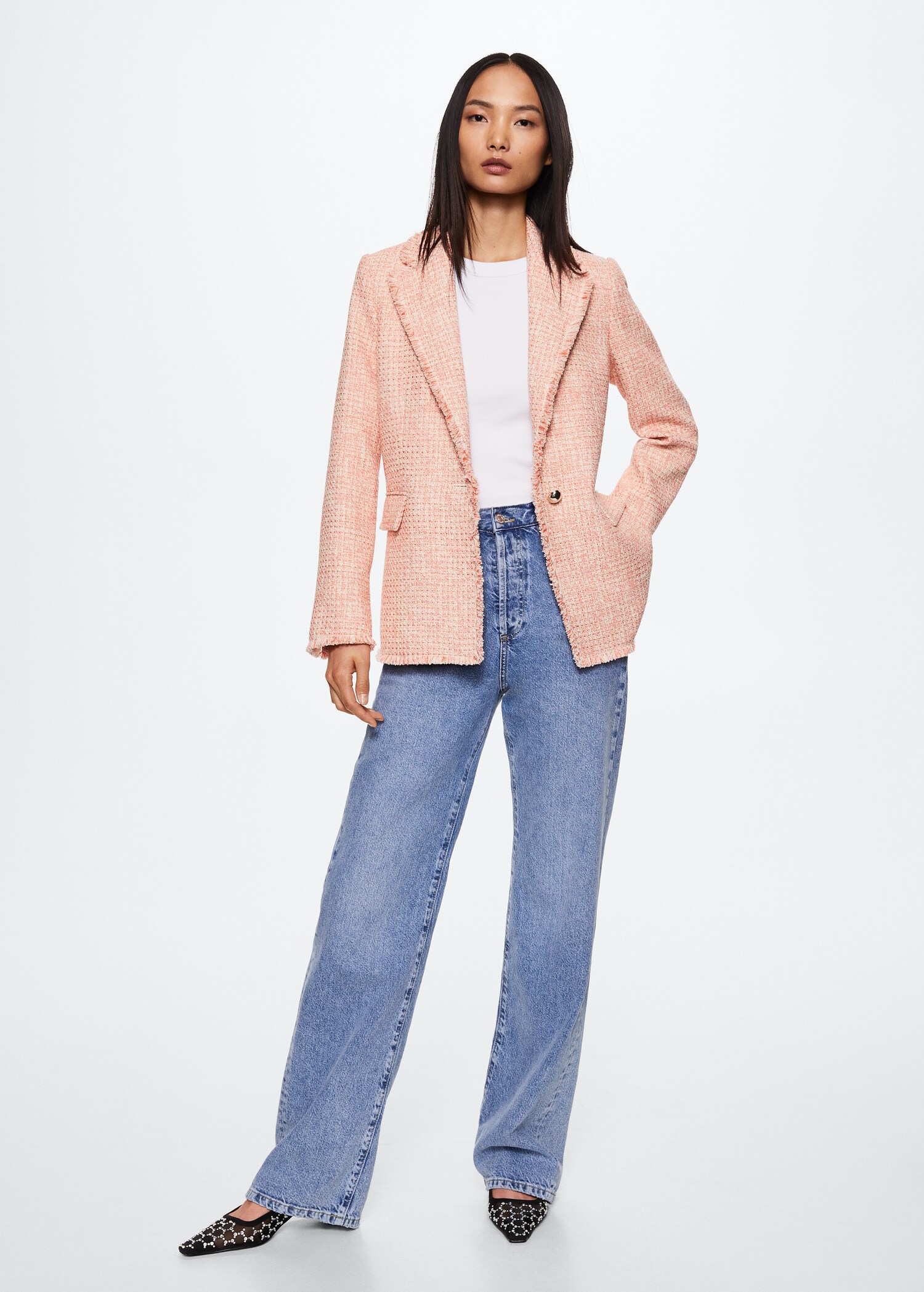 Buttons tweed blazer - General plane