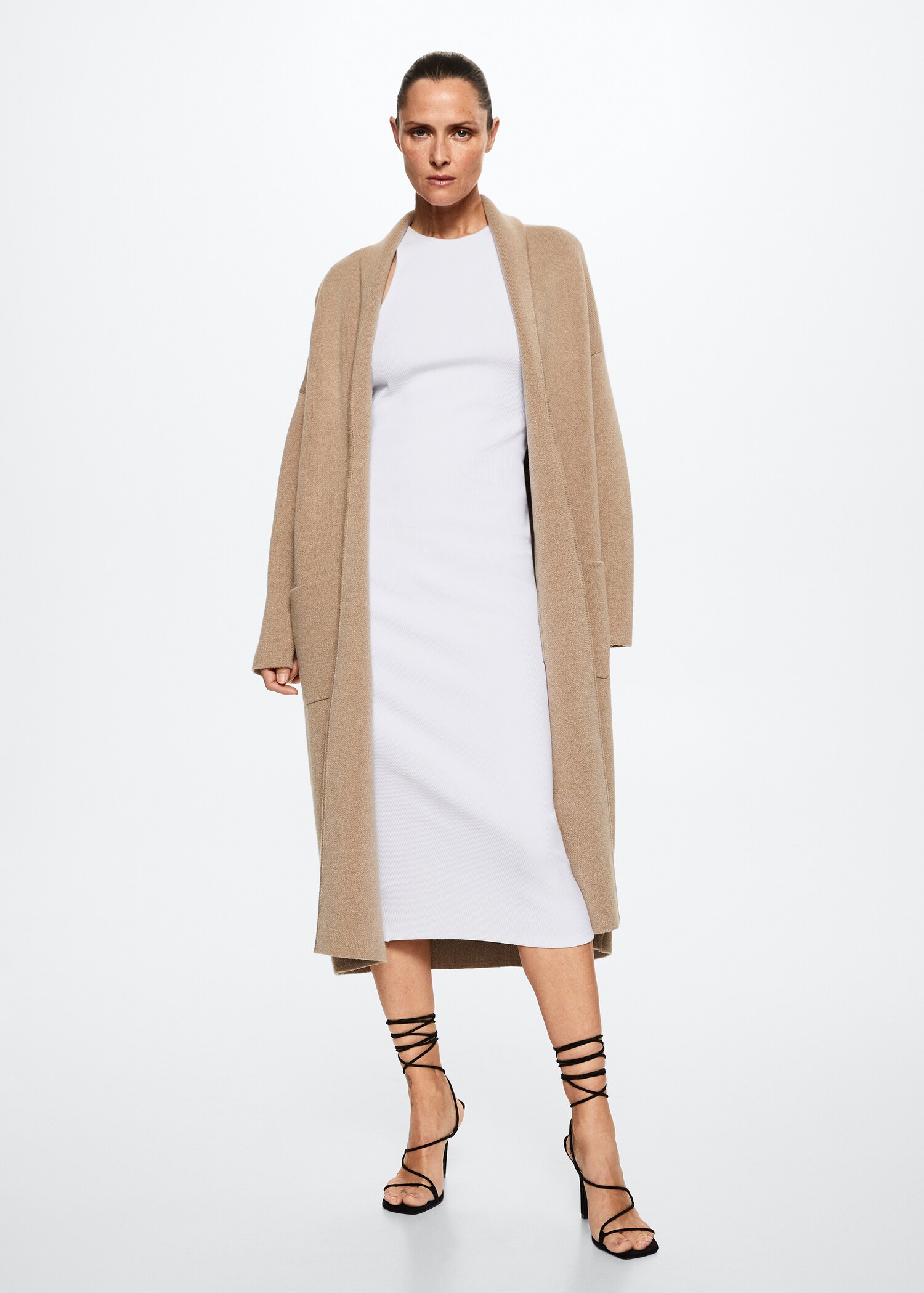 Oversized knitted coat with pockets - General plane