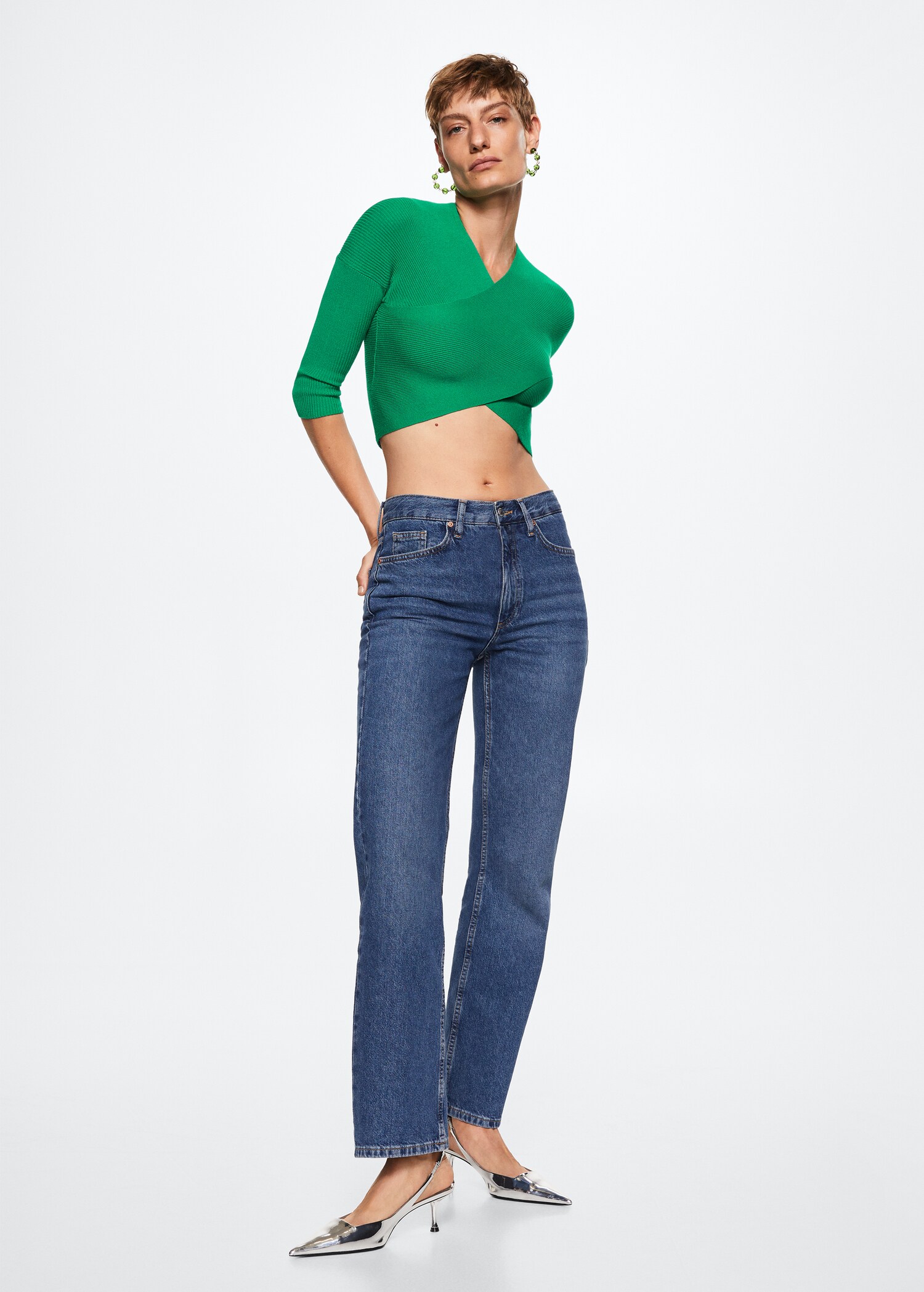 Double-breasted cropped sweater - General plane