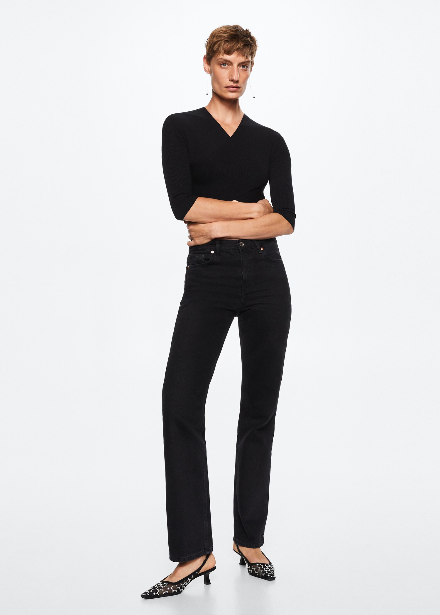 Double-breasted cropped sweater - General plane