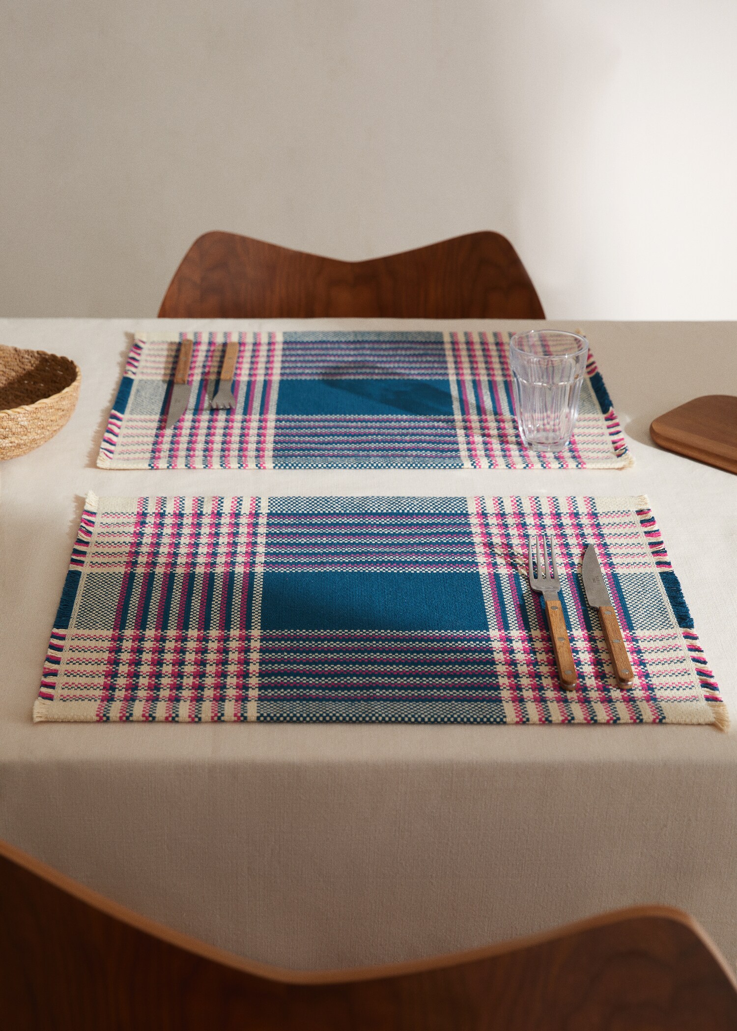 Frayed 100% cotton placemat 35x50cm (2 units) - General plane