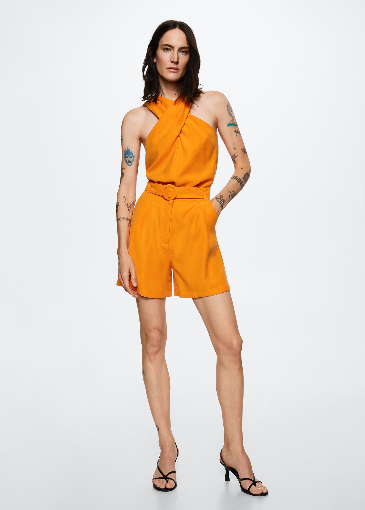 Belt high-waist shorts - General plane