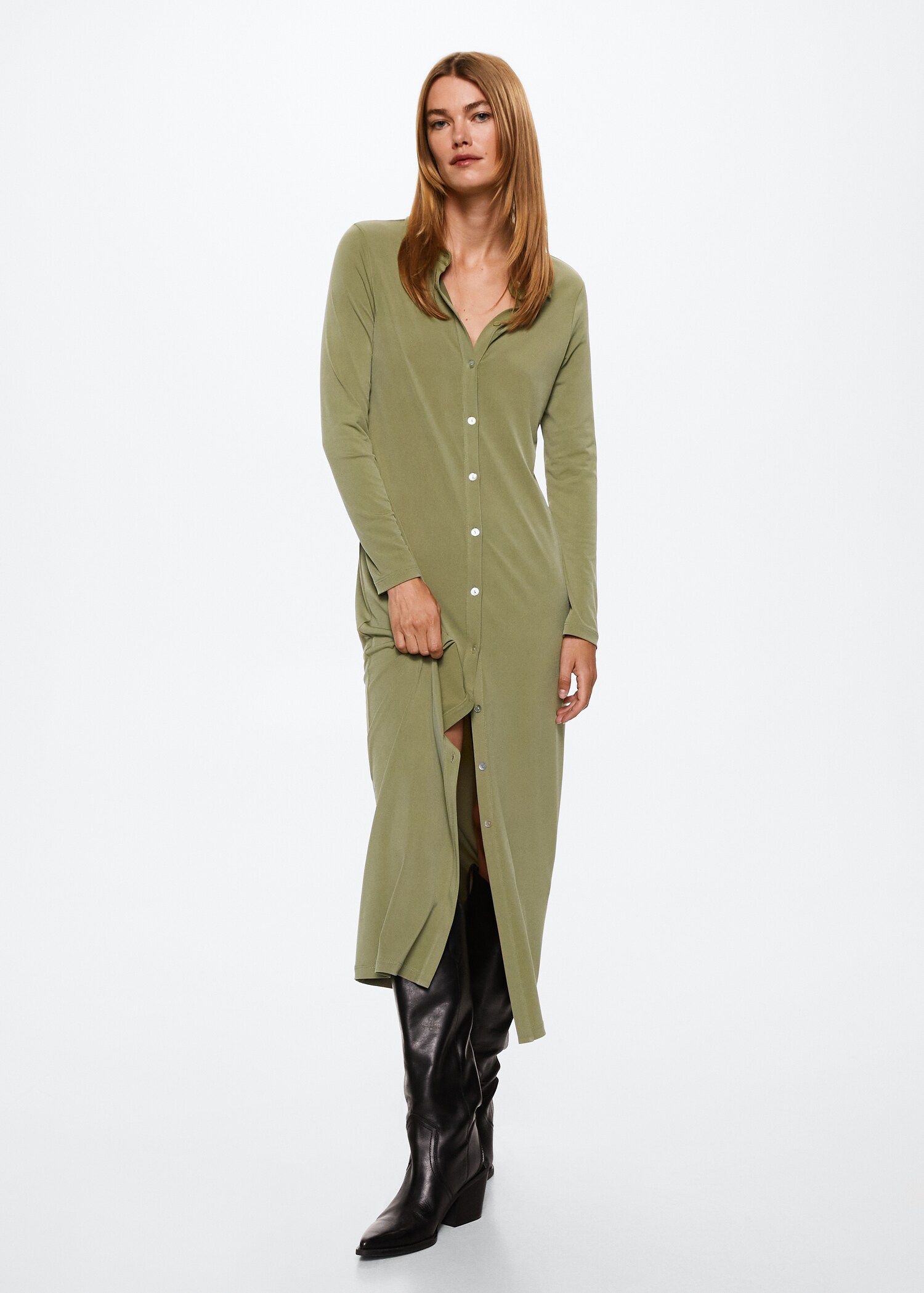 Buttoned midi dress - General plane