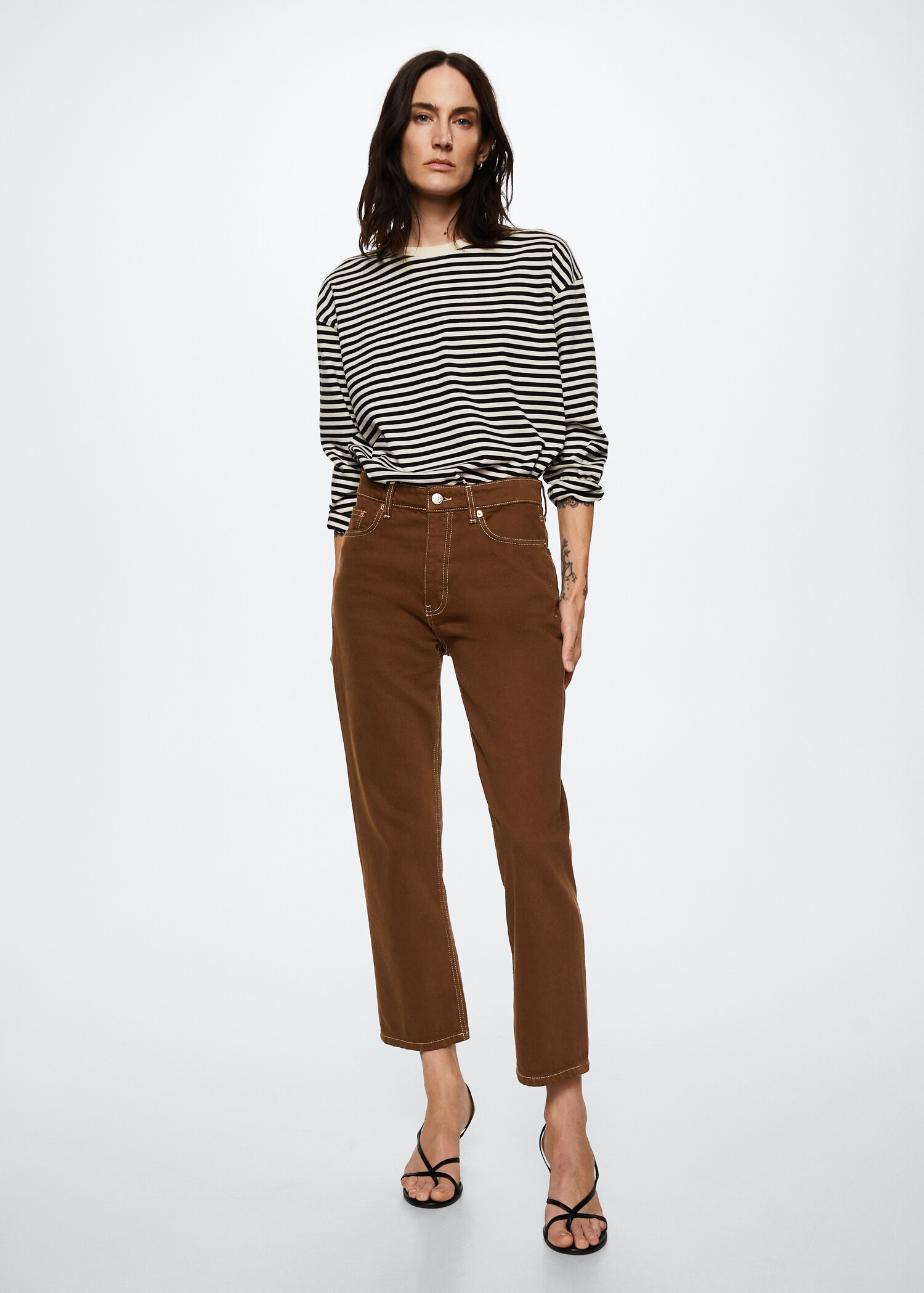 Jeans rectos tiro alto crop - Plano general