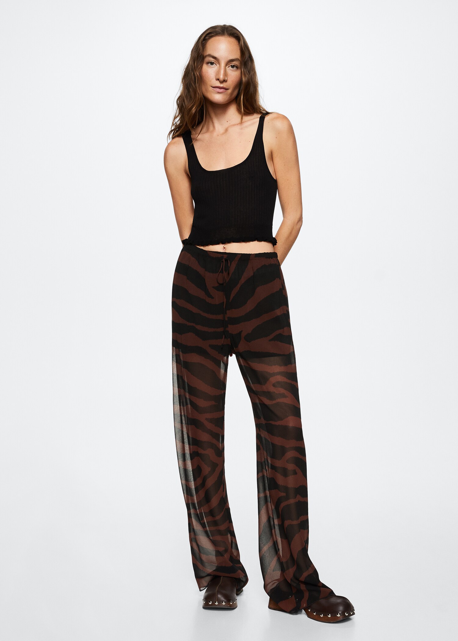 Animal print straight trousers - General plane