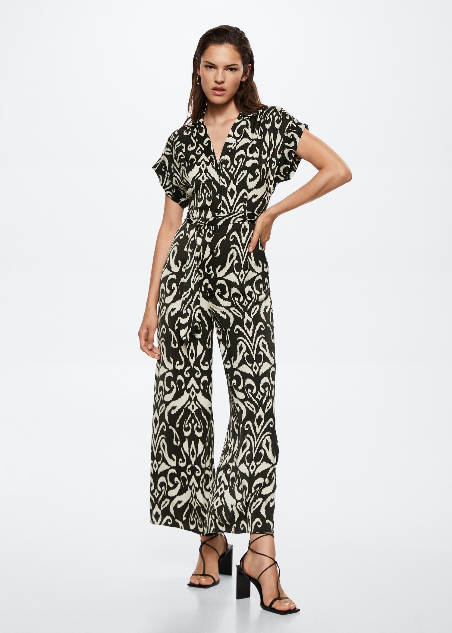 Jumpsuit med belte og trykk - Total bildeutsnitt