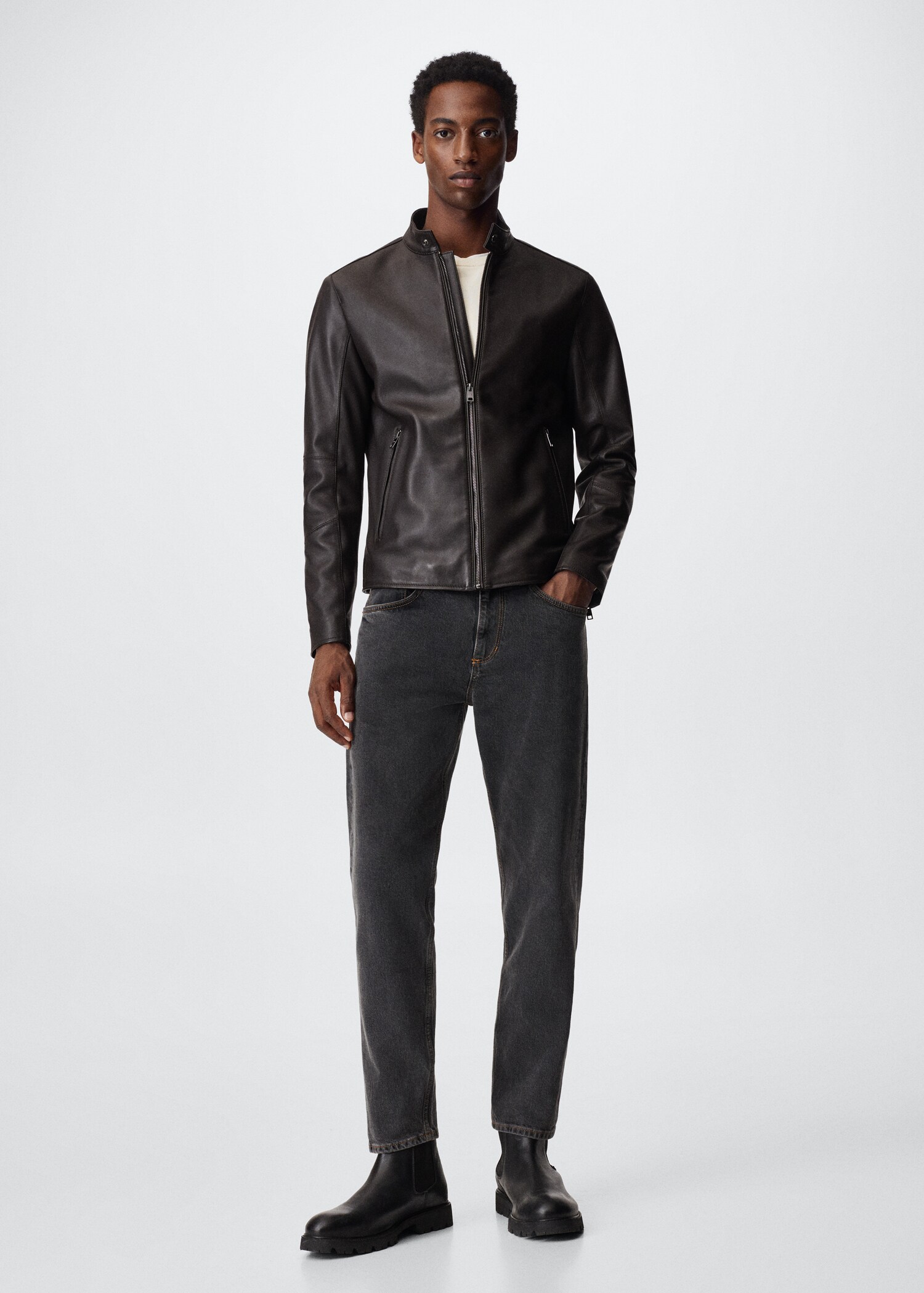 Leather biker jacket - General plane