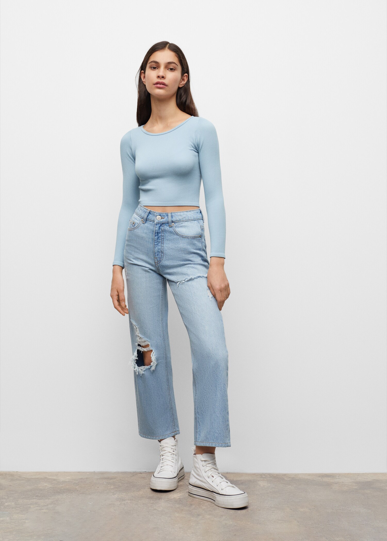 Camiseta crop canalé - Plano general