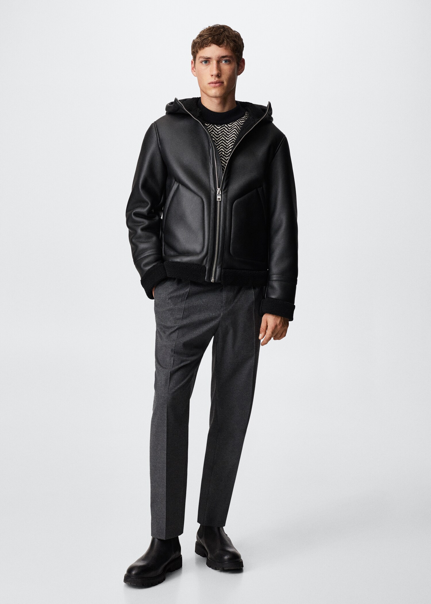 Shearling-lined hooded jacket - General plane