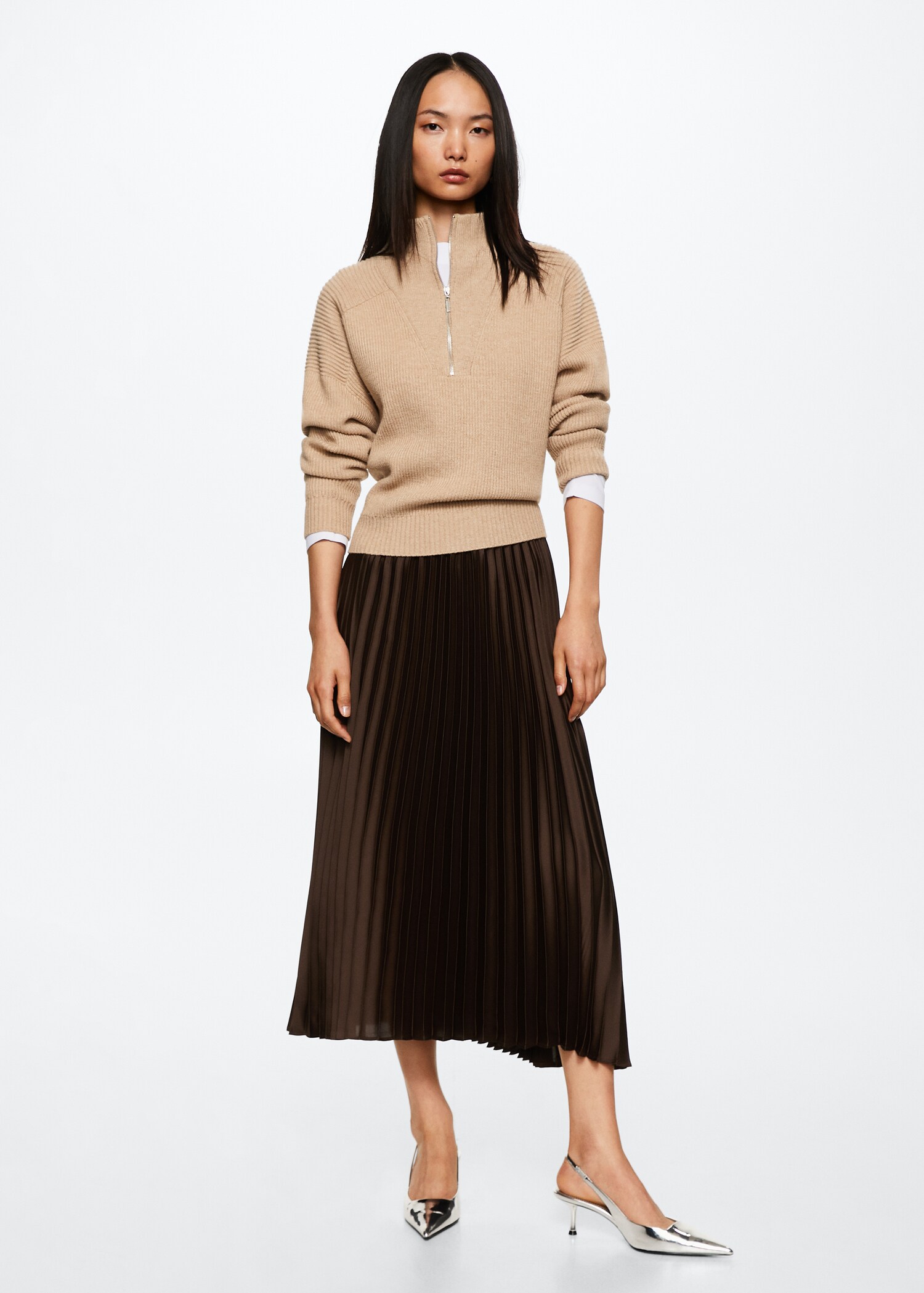 Satin pleated skirt - General plane