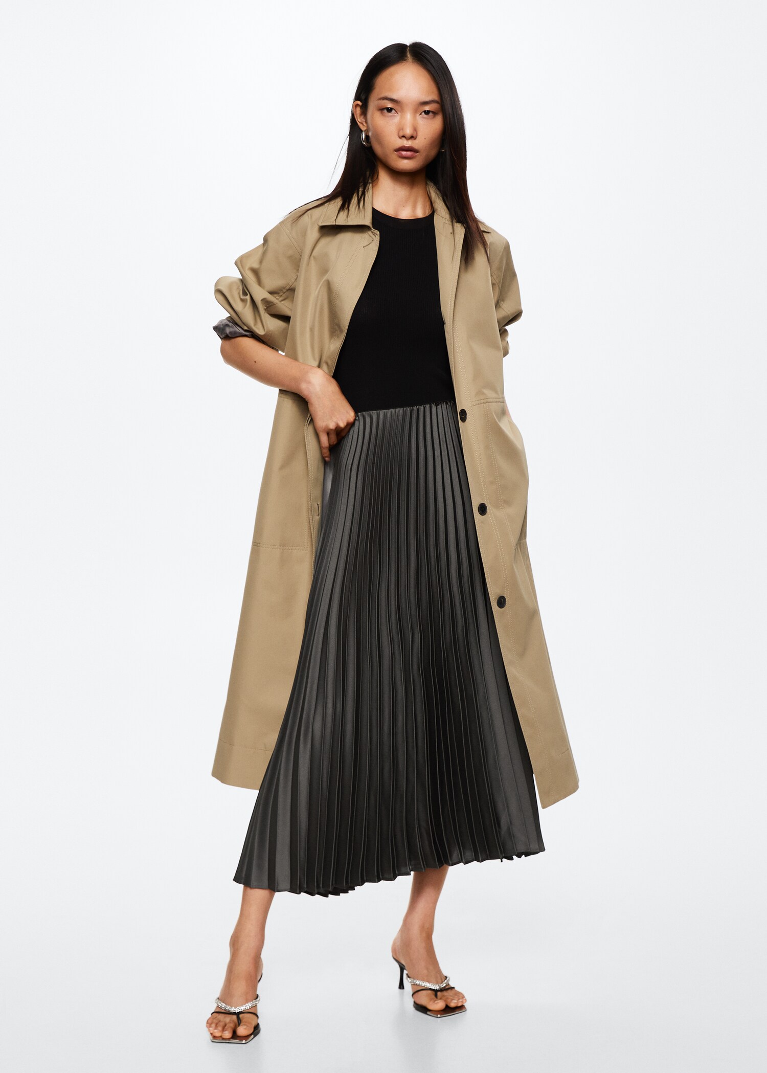 Satin pleated skirt - General plane