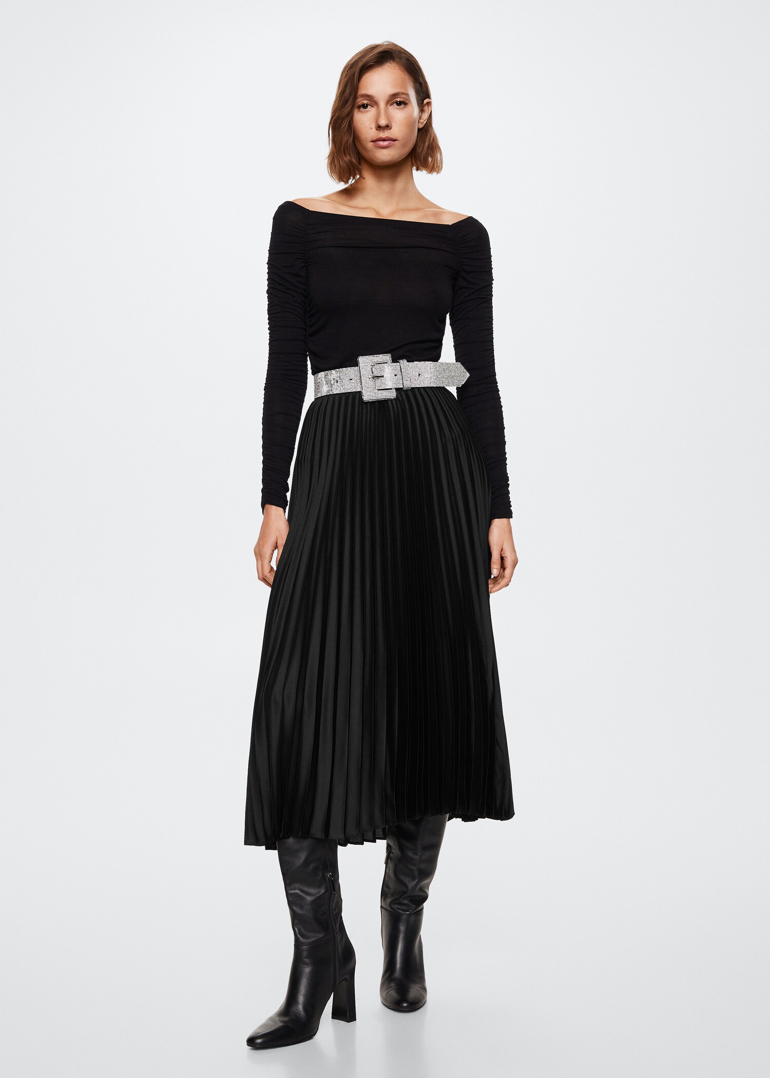 Satin pleated skirt - General plane