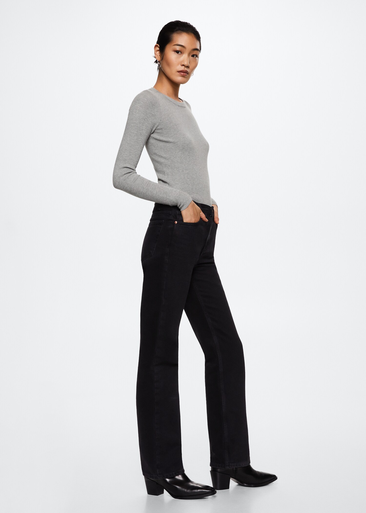 Ribbed round-neck sweater  - General plane