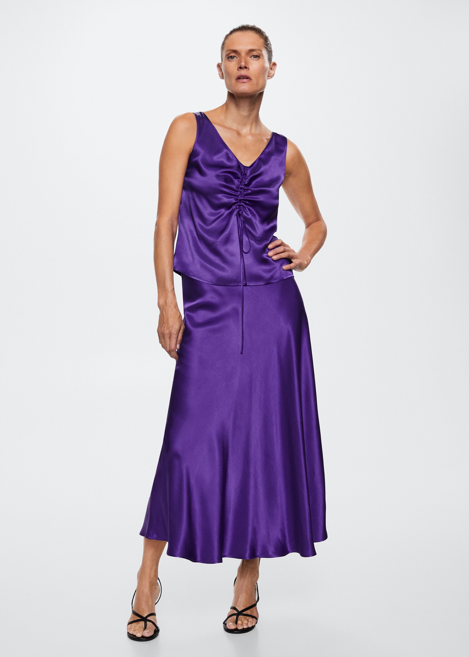 Midi satin skirt - General plane