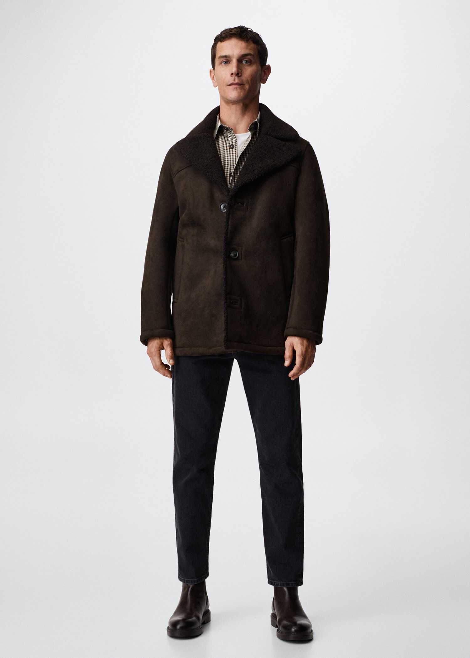 Faux shearling-lined jacket - General plane
