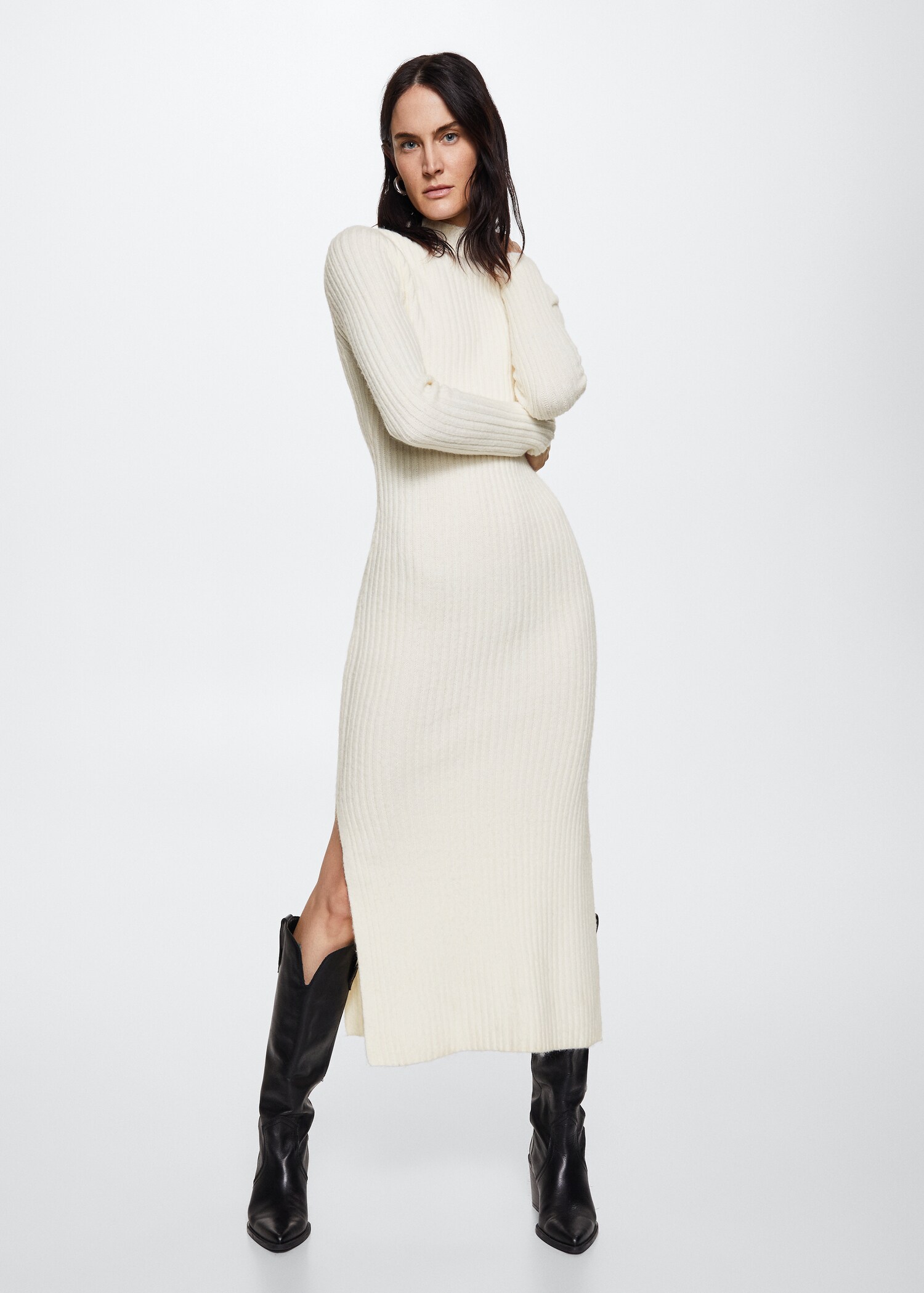 Vestido canalé cuello perkins - Plano general