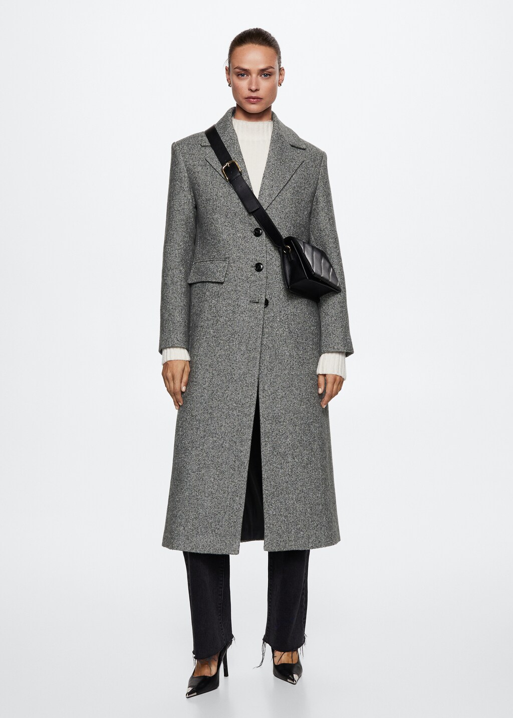 Herringbone oversized coat - Women | MANGO Myanmar Herringbone oversized coat - Women | MANGO Myanmar