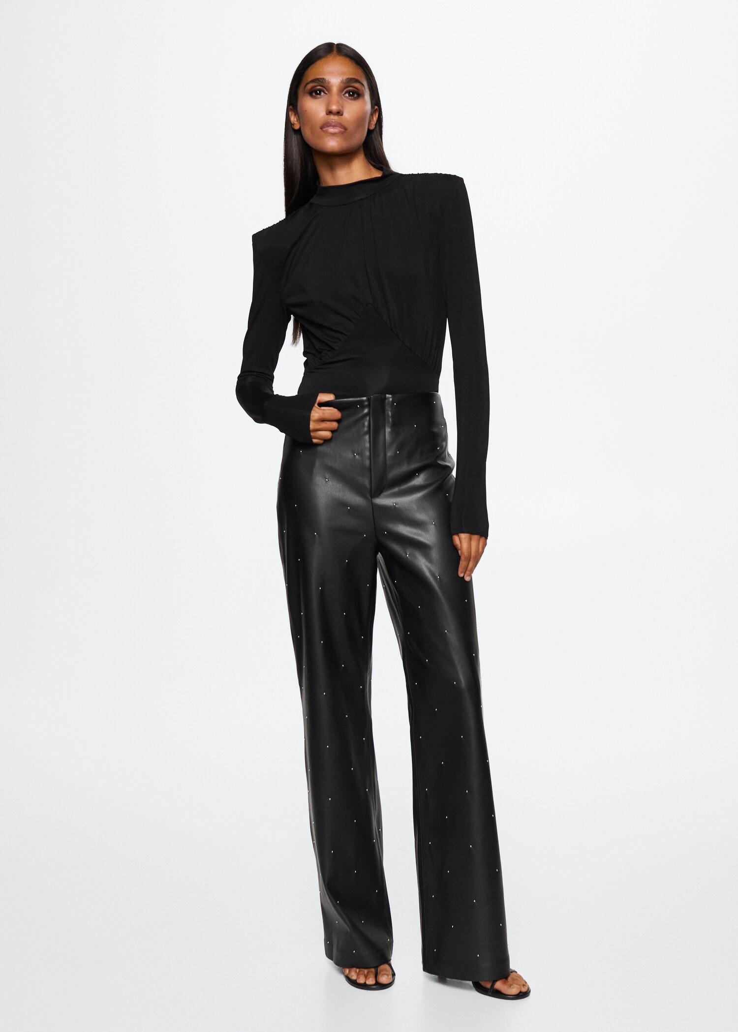 Leather effect high waist pant - General plane
