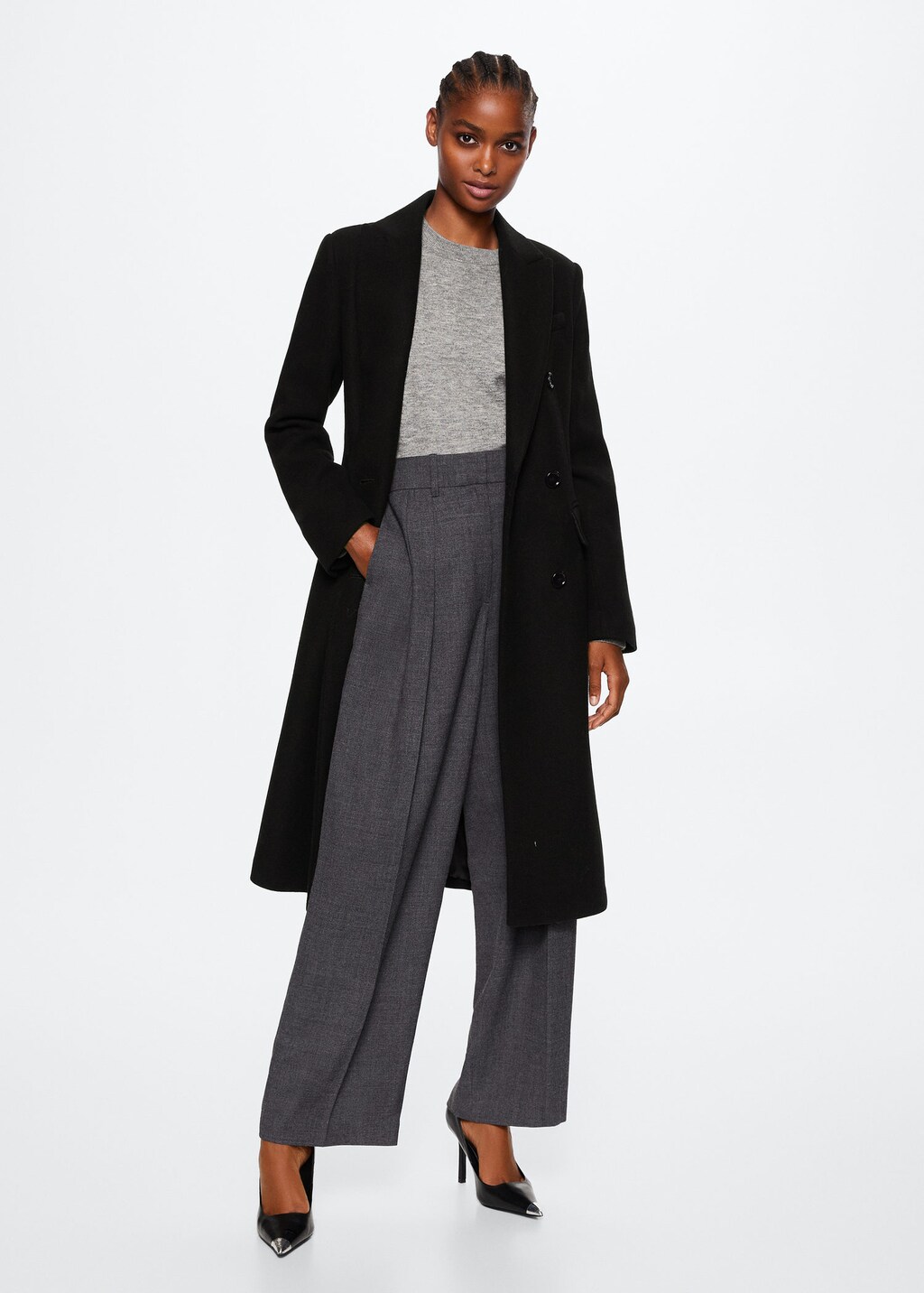 Black tailored wool coat womens hotsell