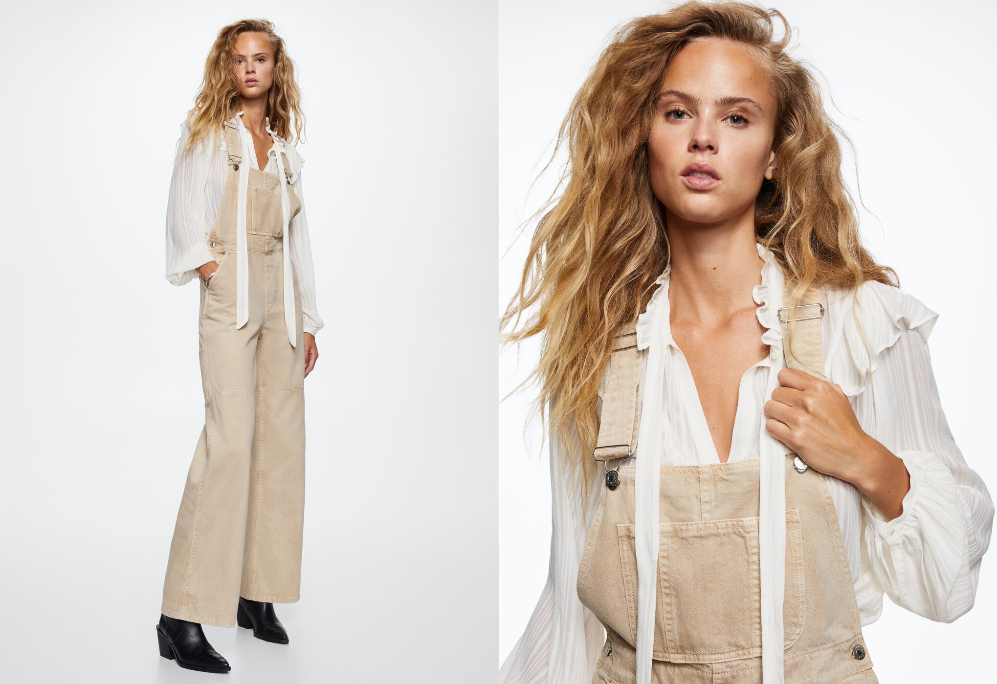 Long denim dungarees - Panoramic plane